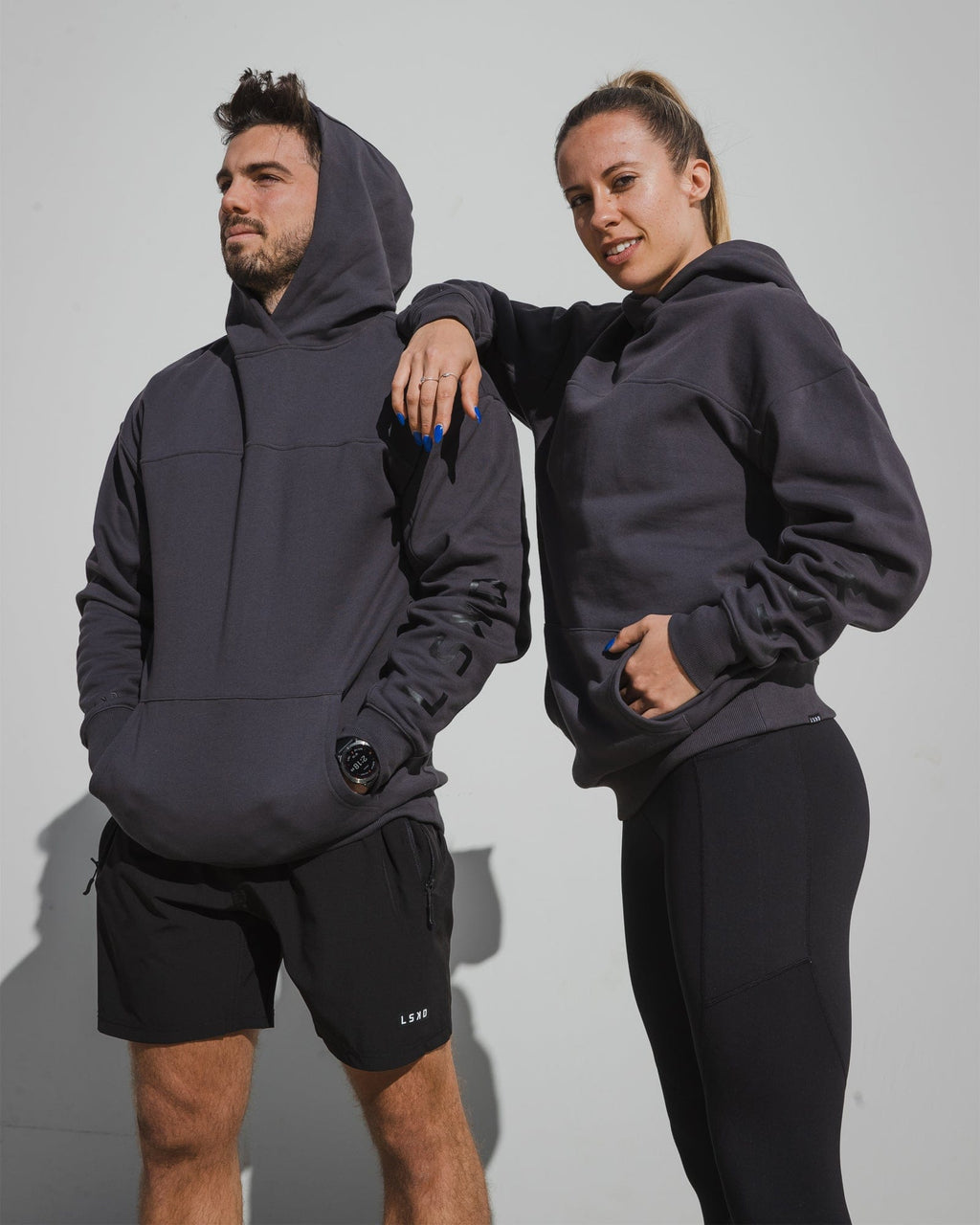 Model wearing Unisex Zone Hoodie Oversize - Phantom