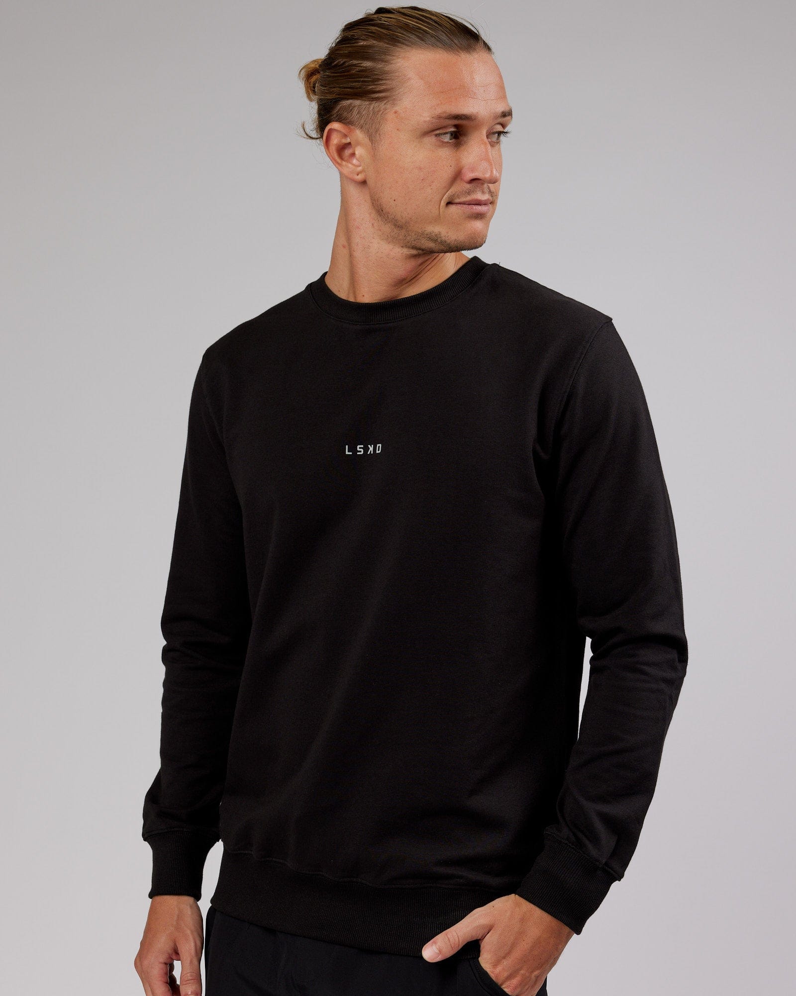 Model wearing Base Sweater - Black
