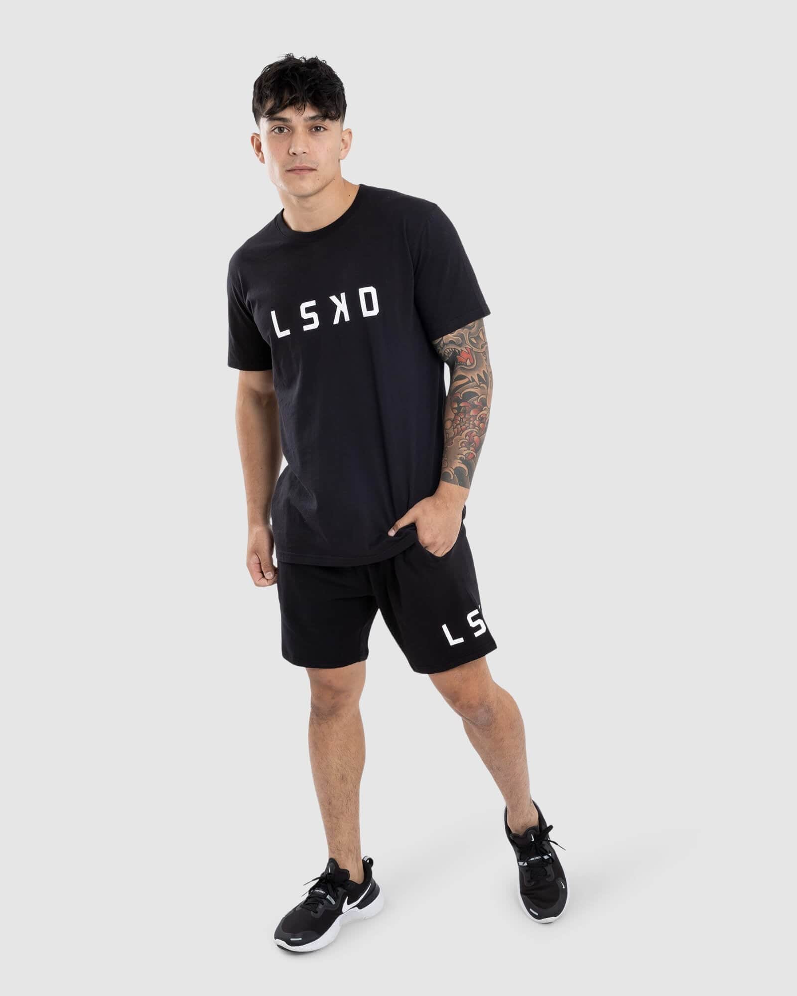 Model wearing Wrap Jersey Short - Black