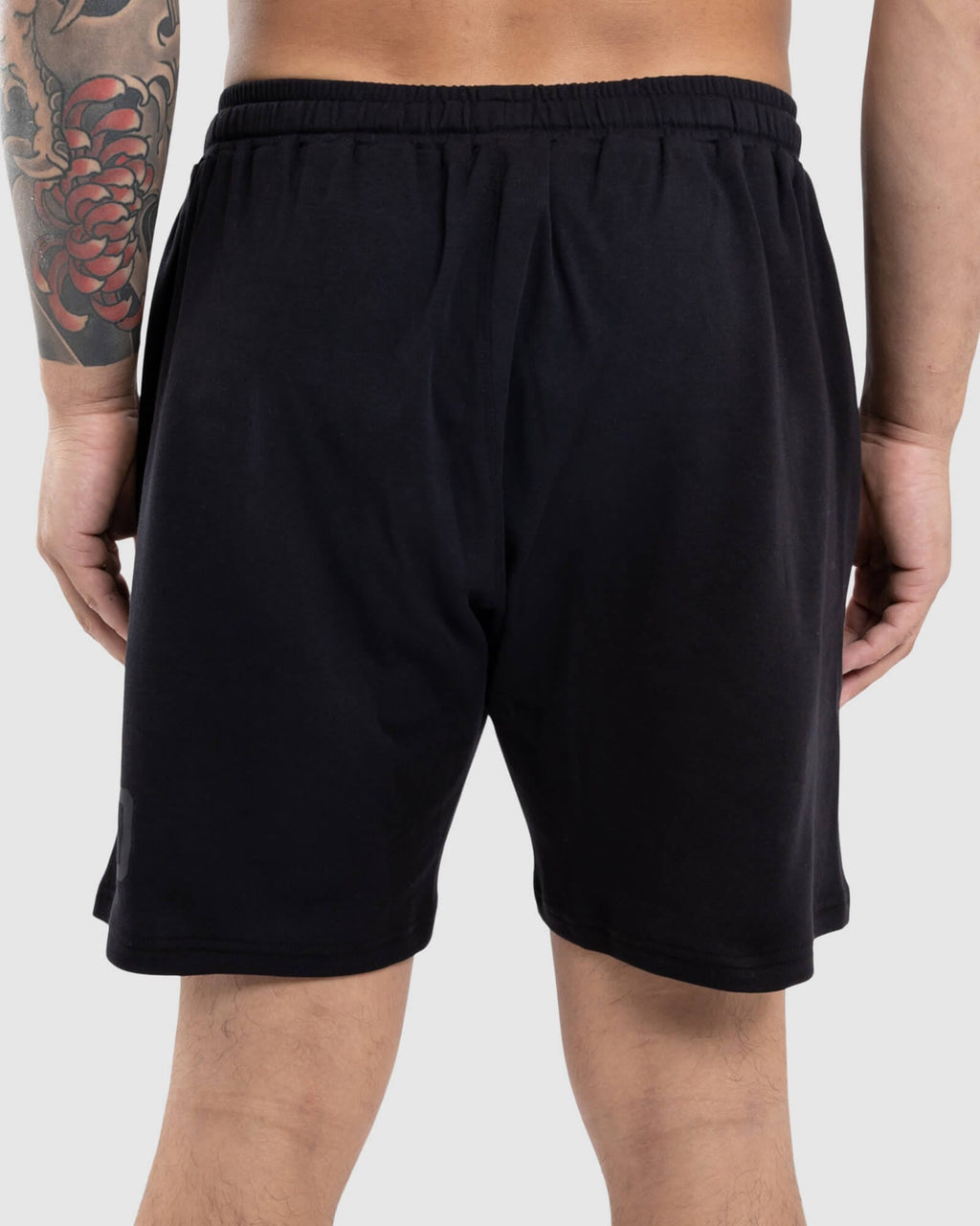 Model wearing Wrap Jersey Short - Black-Black