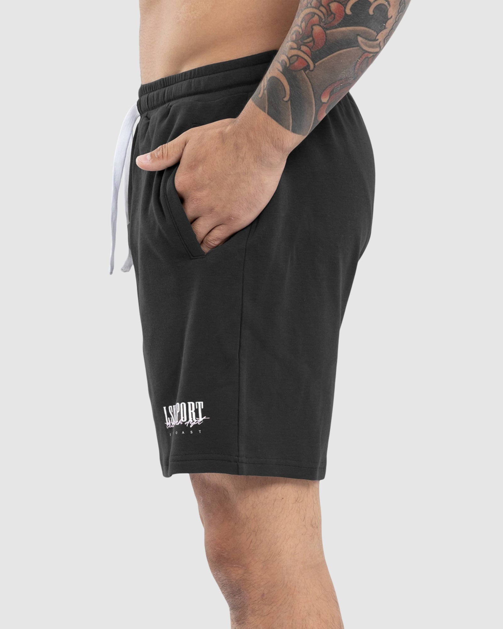 Model wearing Faculty Jersey Short - Vintage Black