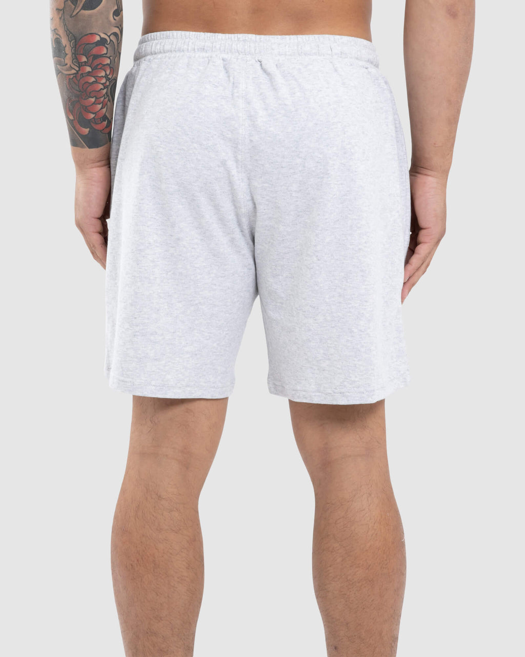 Model wearing Staple Jersey Short - Lt Grey Marl