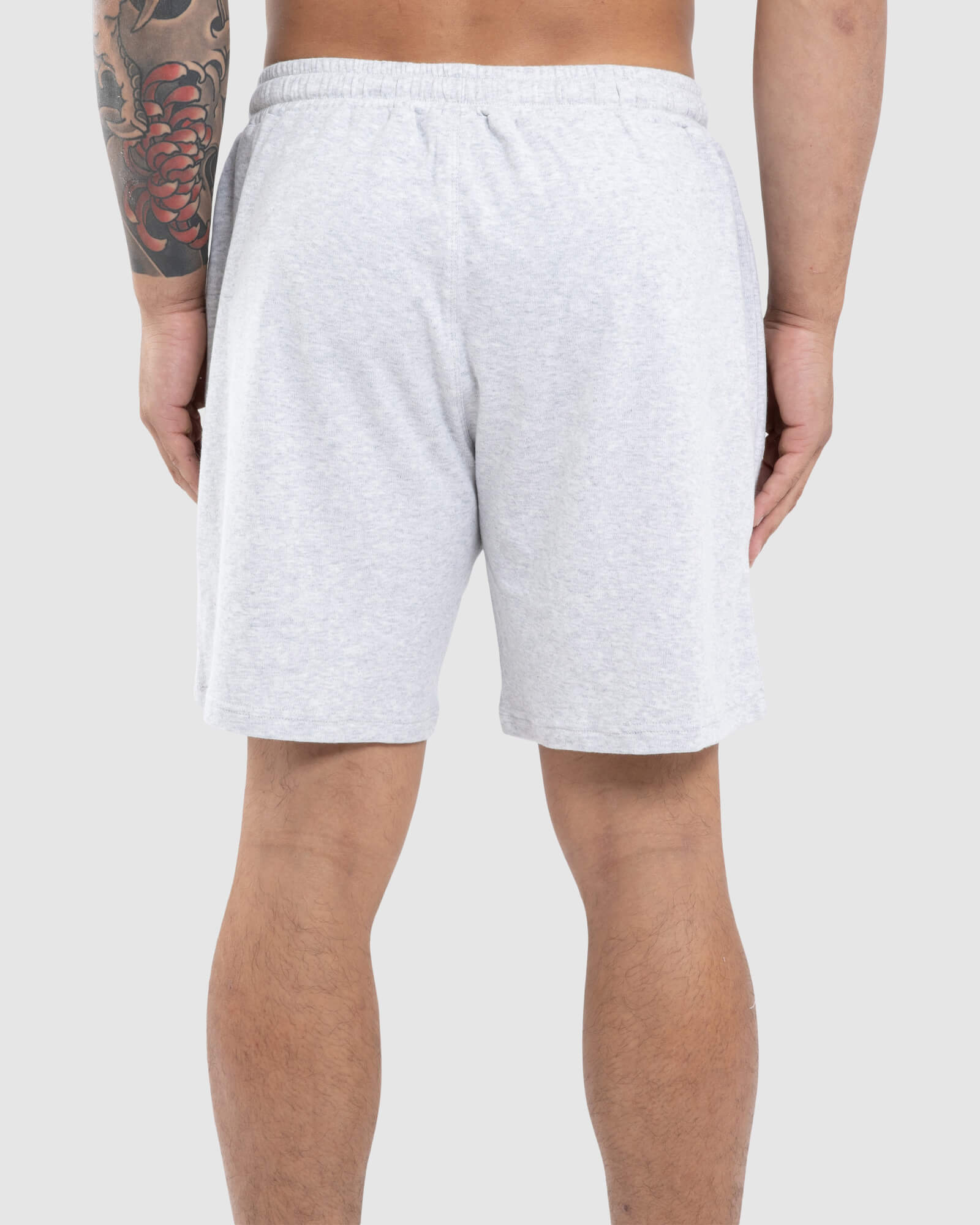 Model wearing Staple Jersey Short - Lt Grey Marl