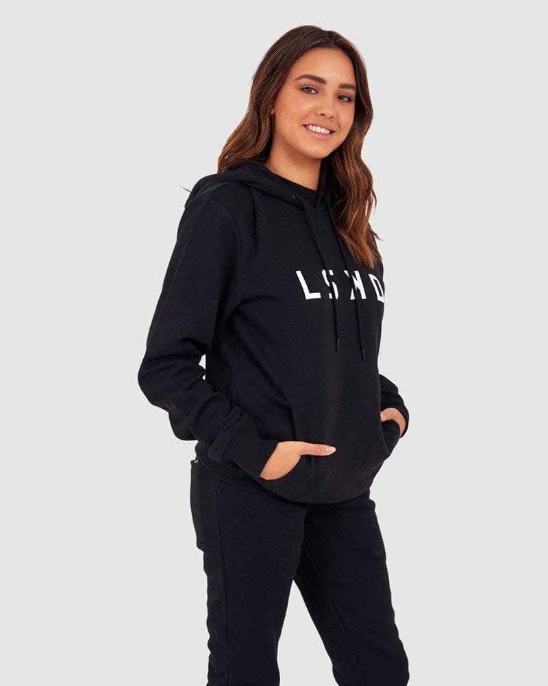 Model wearing Unisex Structure Hoodie - Black