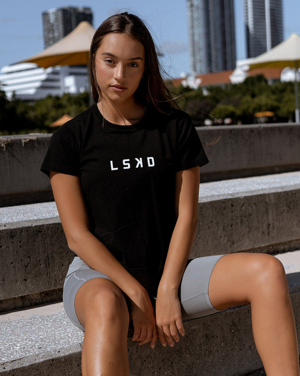 Model wearing Structure Tee - Black