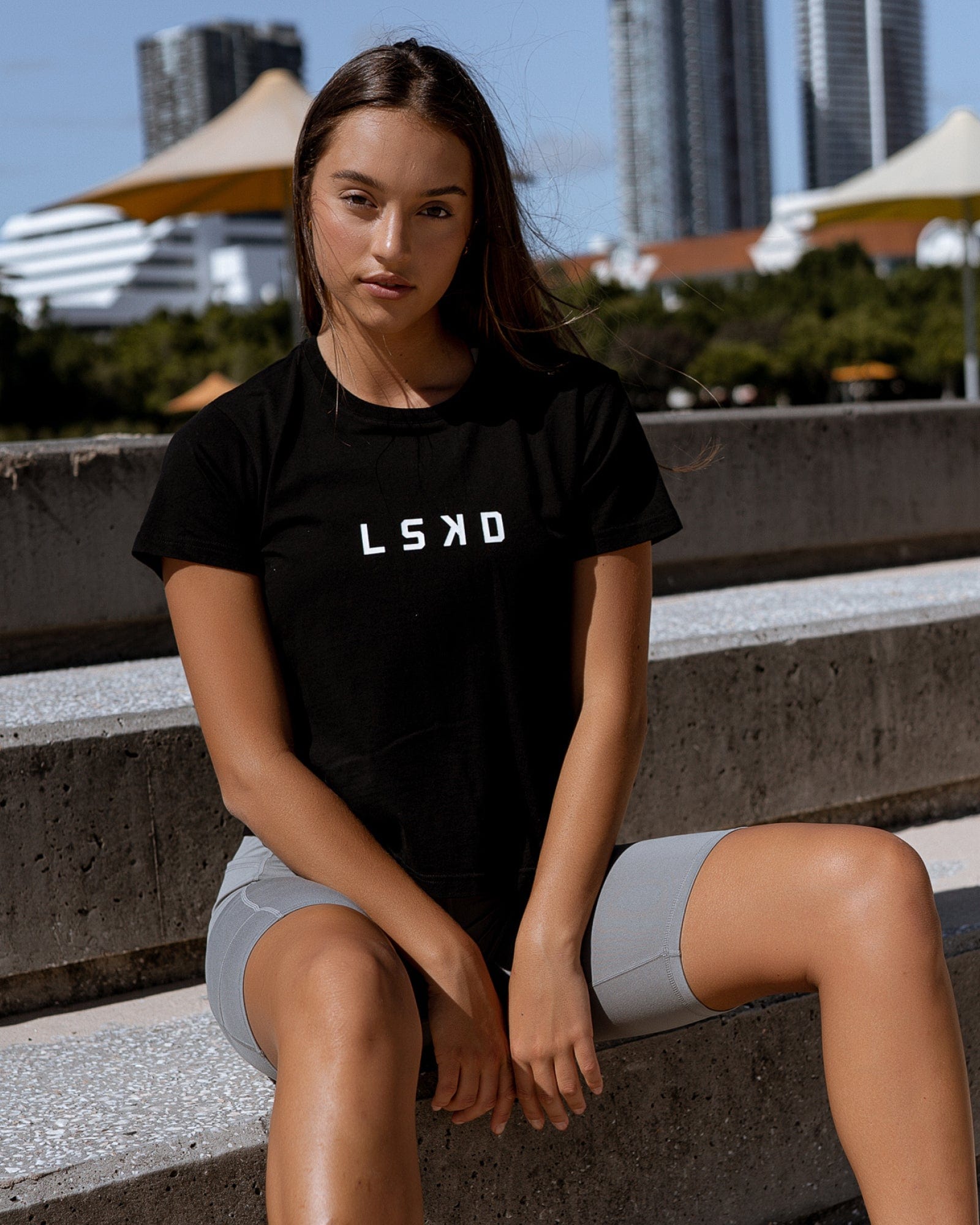 Model wearing Structure Tee - Black