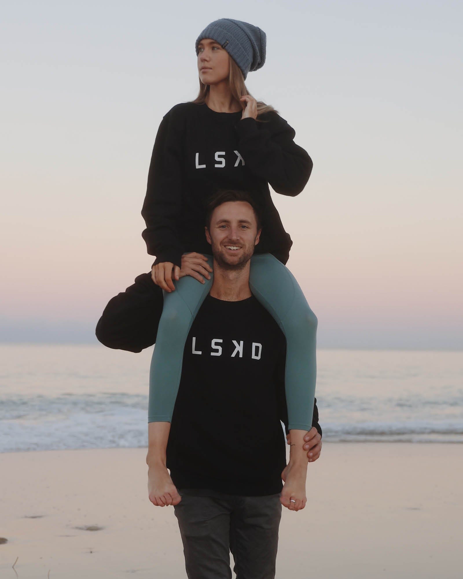 Model wearing Unisex Structure Sweater - Black-White