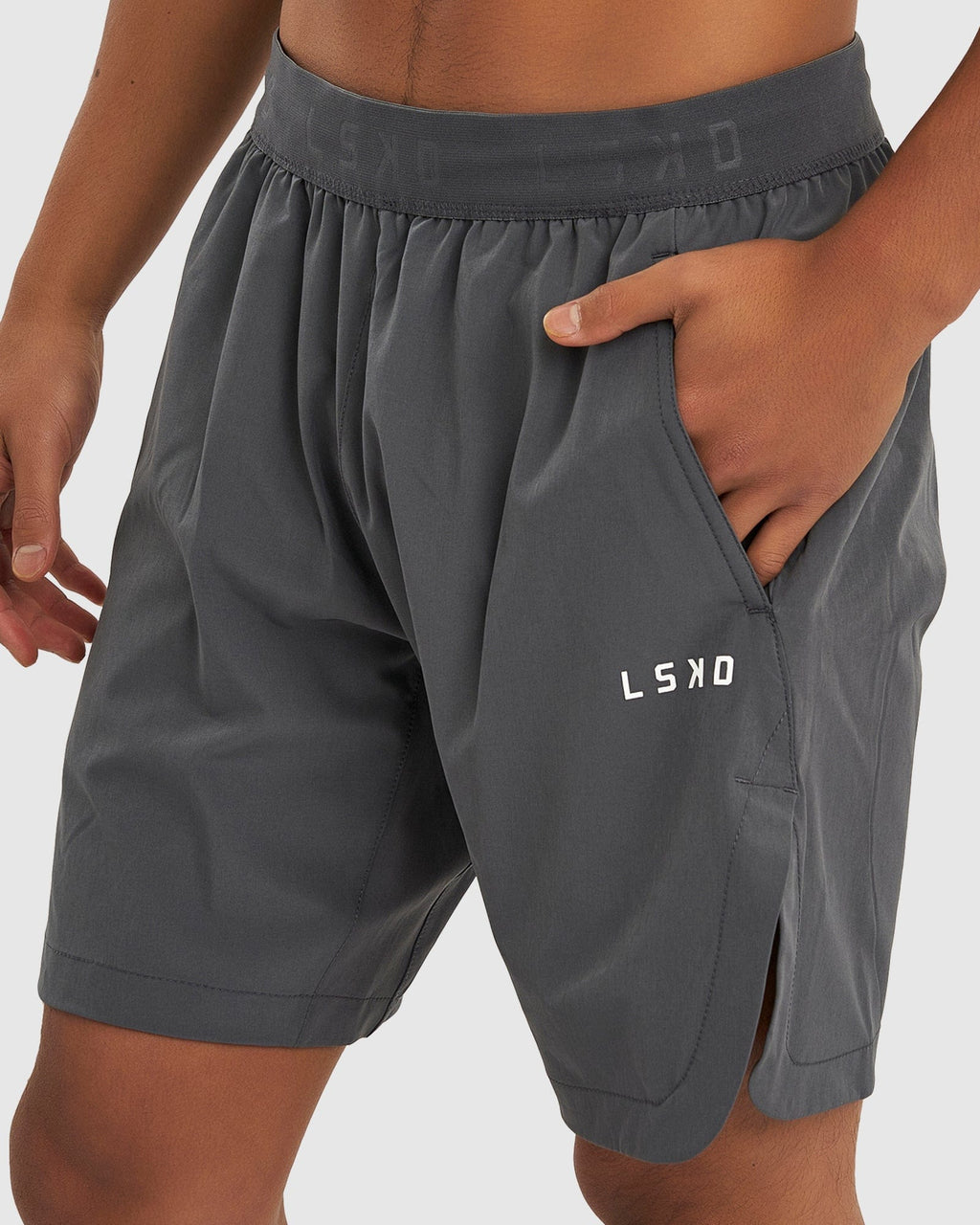 Model wearing Competition 8" Performance Short - Iron