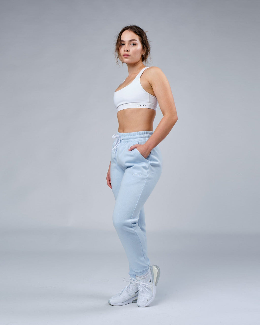Model wearing Unisex Ready Track Pant - Sky Blue