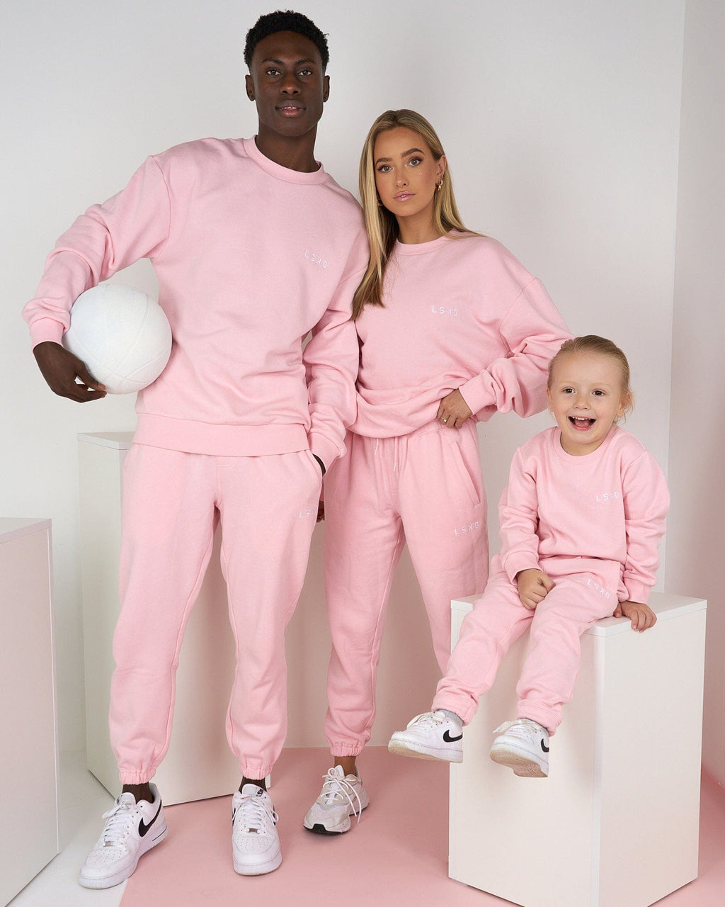 Model wearing Essential Crewneck (00-6) - Petal Pink