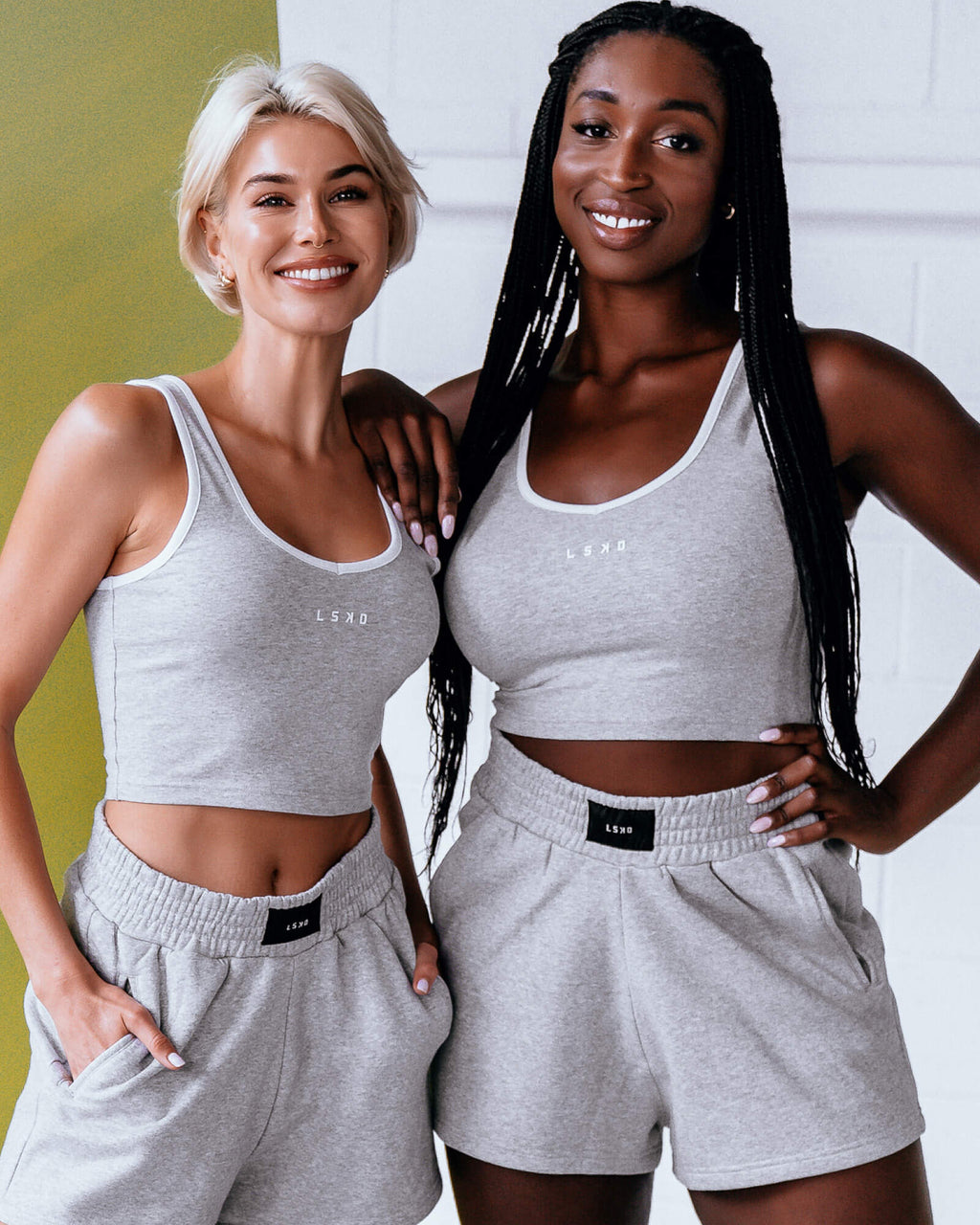 Model wearing Knockout Tank - Lt Grey Marl