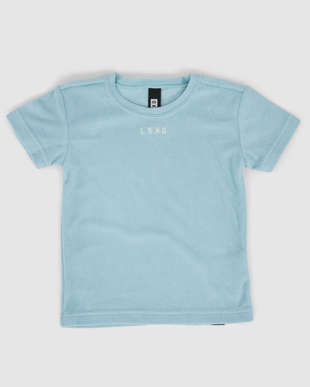 Model wearing Field Tee (00-8) - Blue
