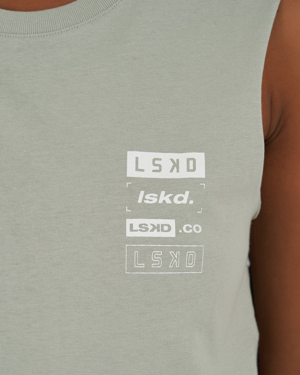 Model wearing Cube Tank Dress - Mineral