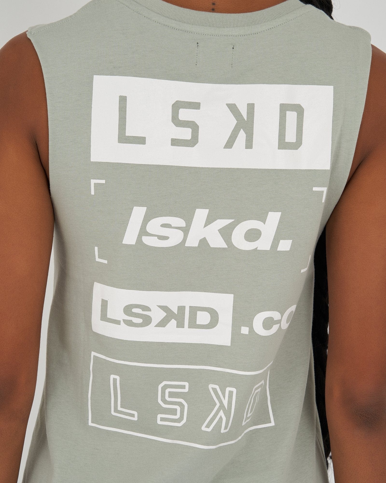 Model wearing Cube Tank Dress - Mineral