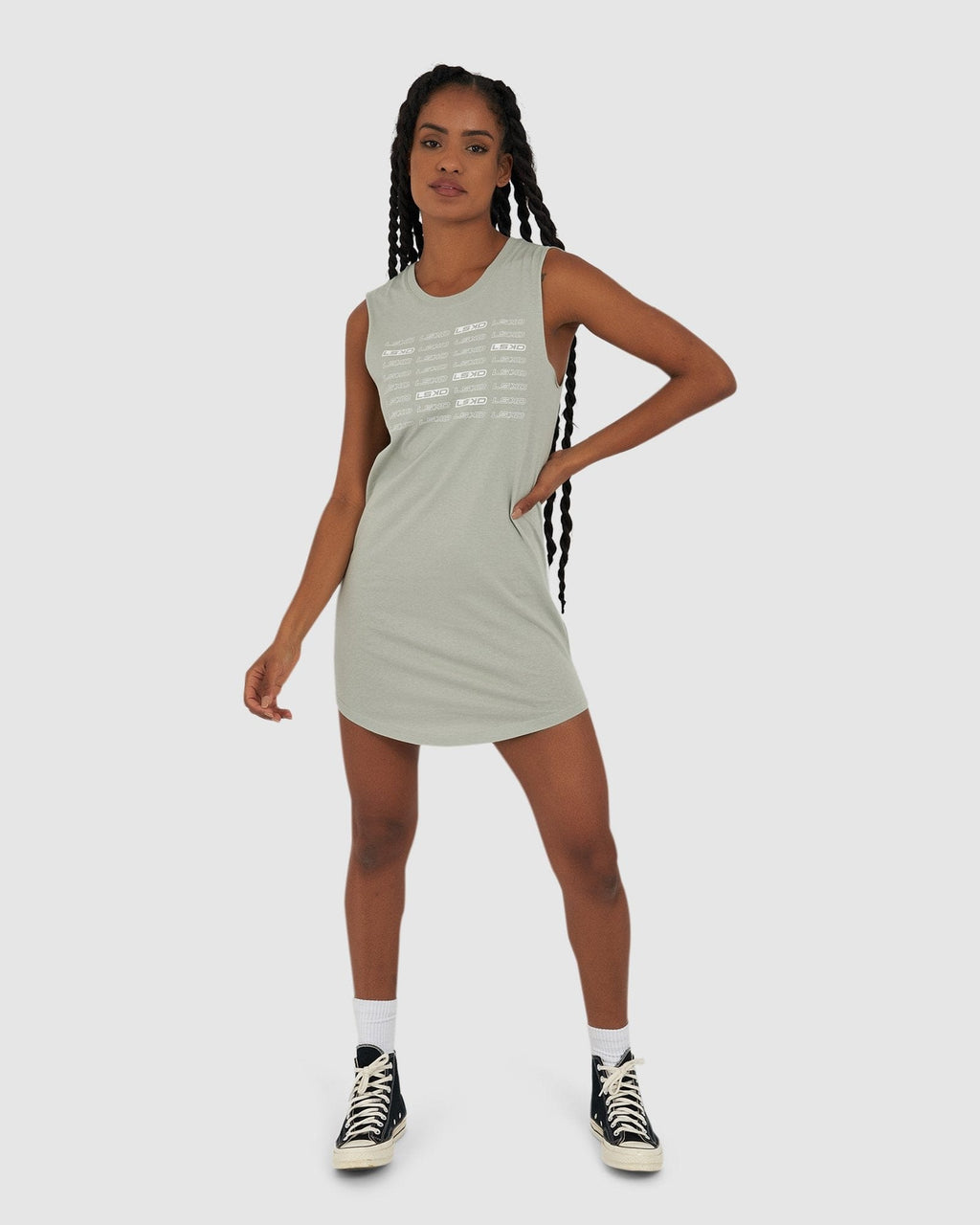 Model wearing Fleet Tank Dress - Mineral