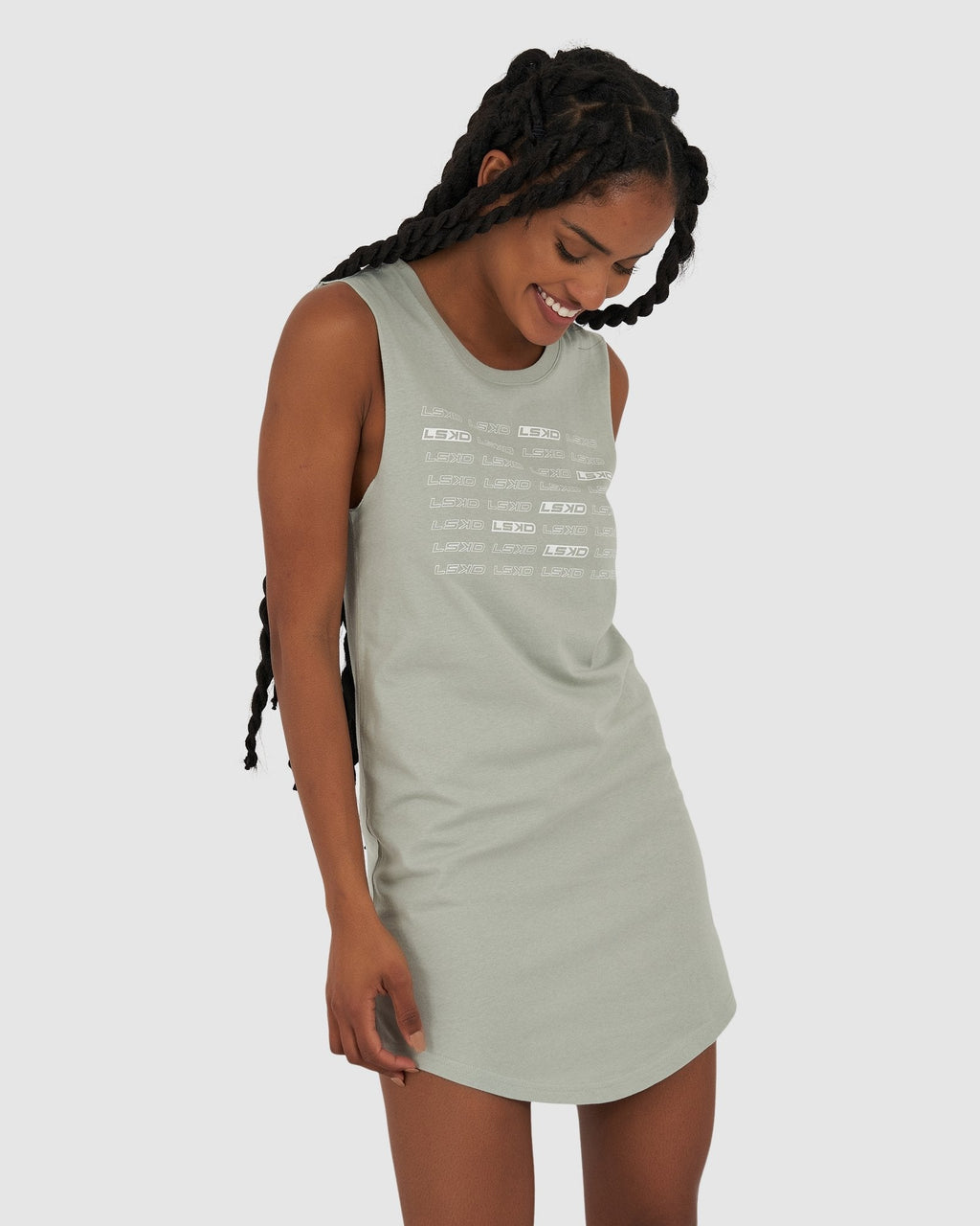Model wearing Fleet Tank Dress - Mineral