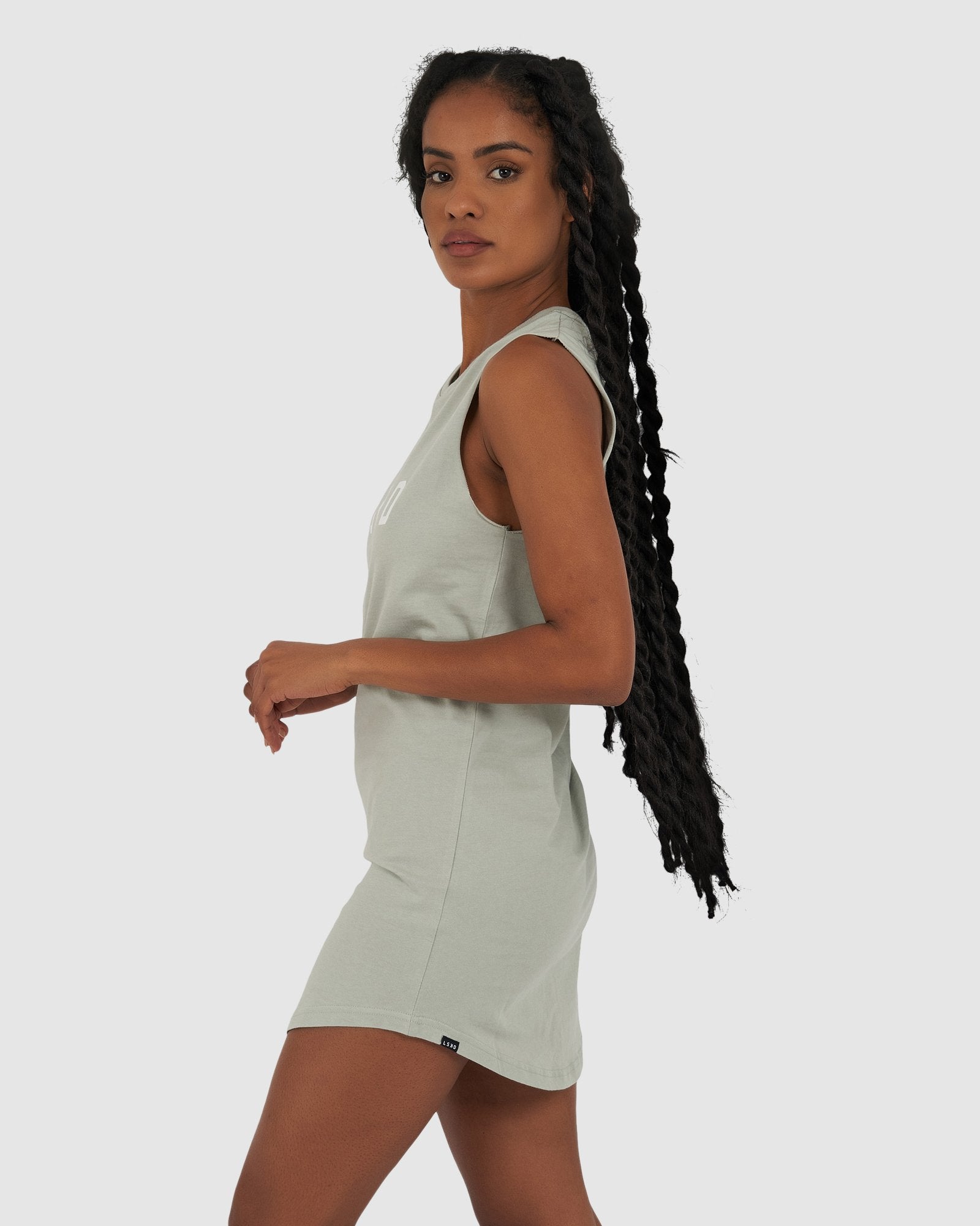 Model wearing Structure Dress - Mineral