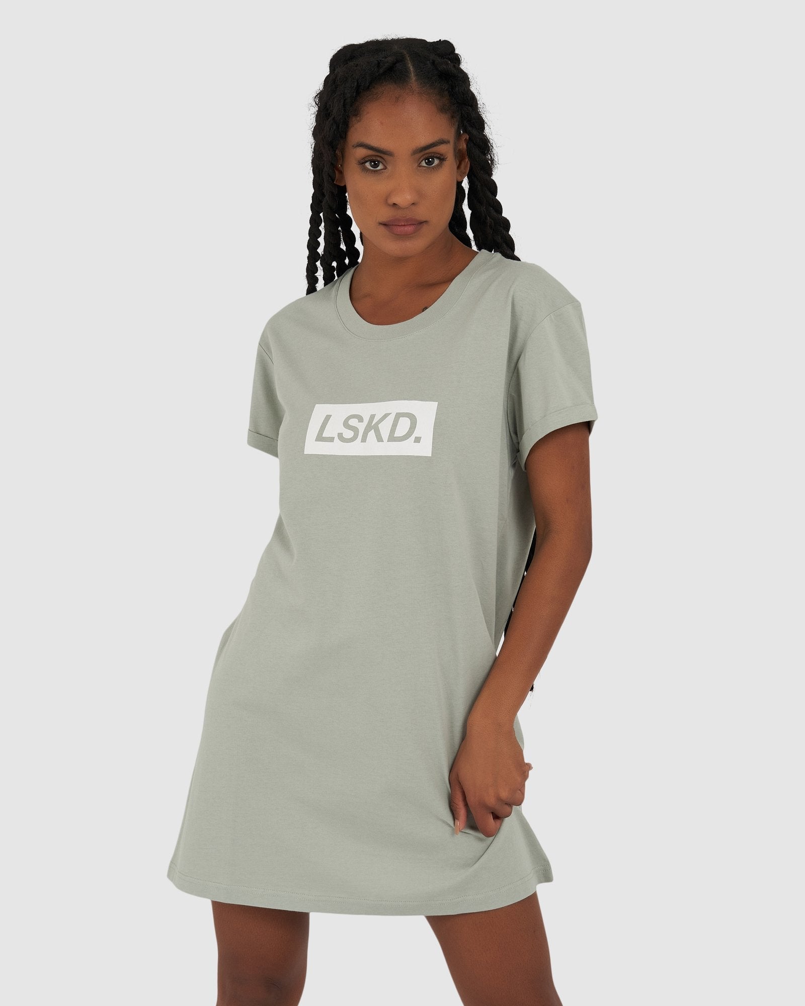 Model wearing Warfare Tee Dress - Mineral