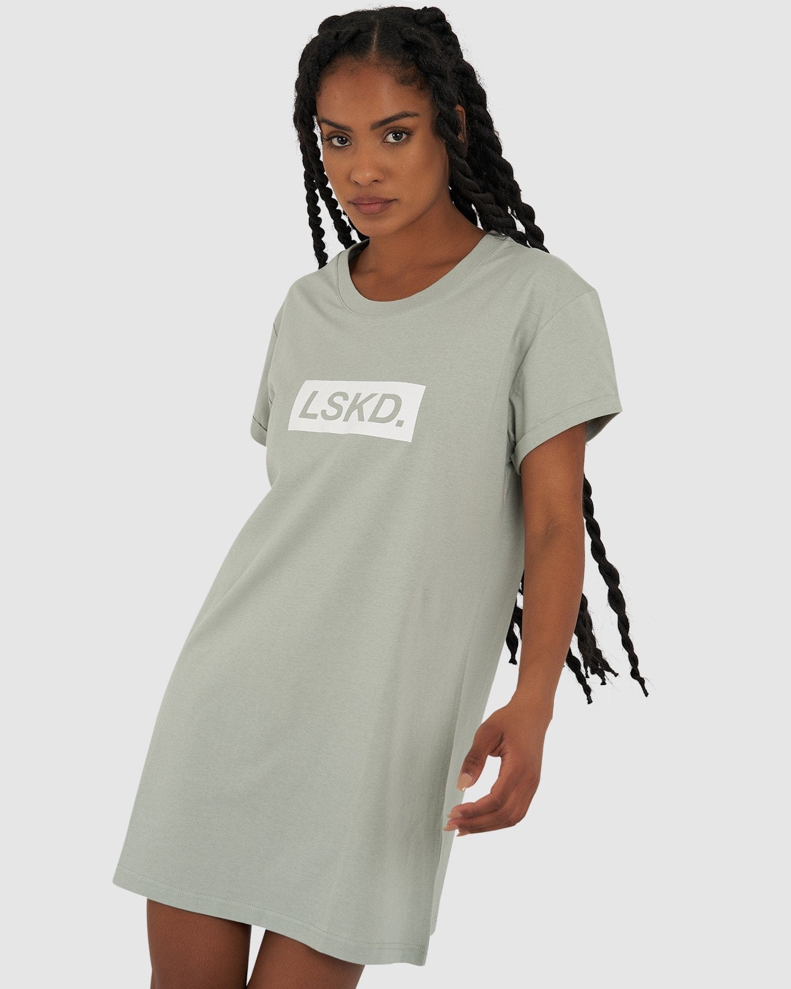 Model wearing Warfare Tee Dress - Mineral