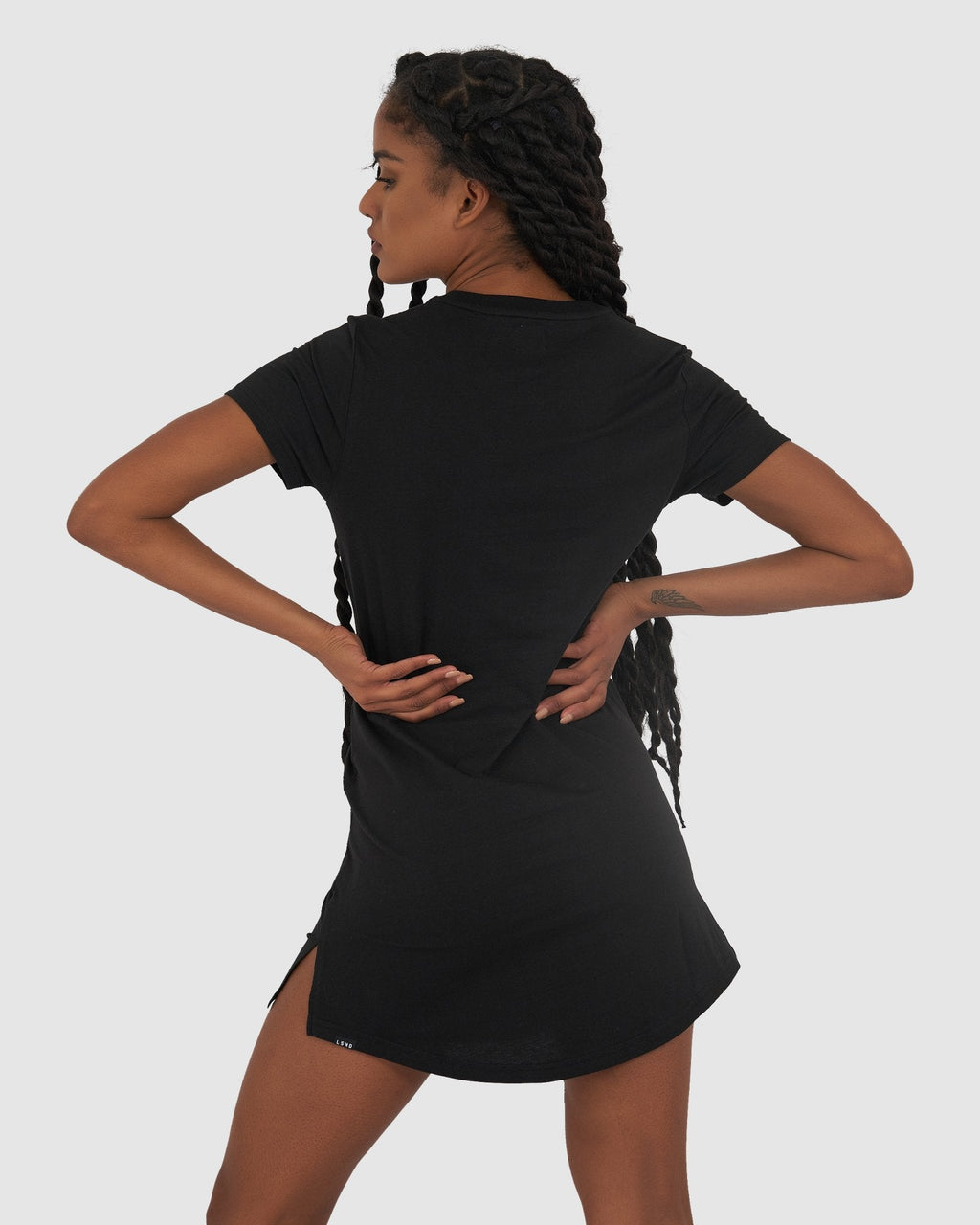 Model wearing Fleet Tee Dress - Black