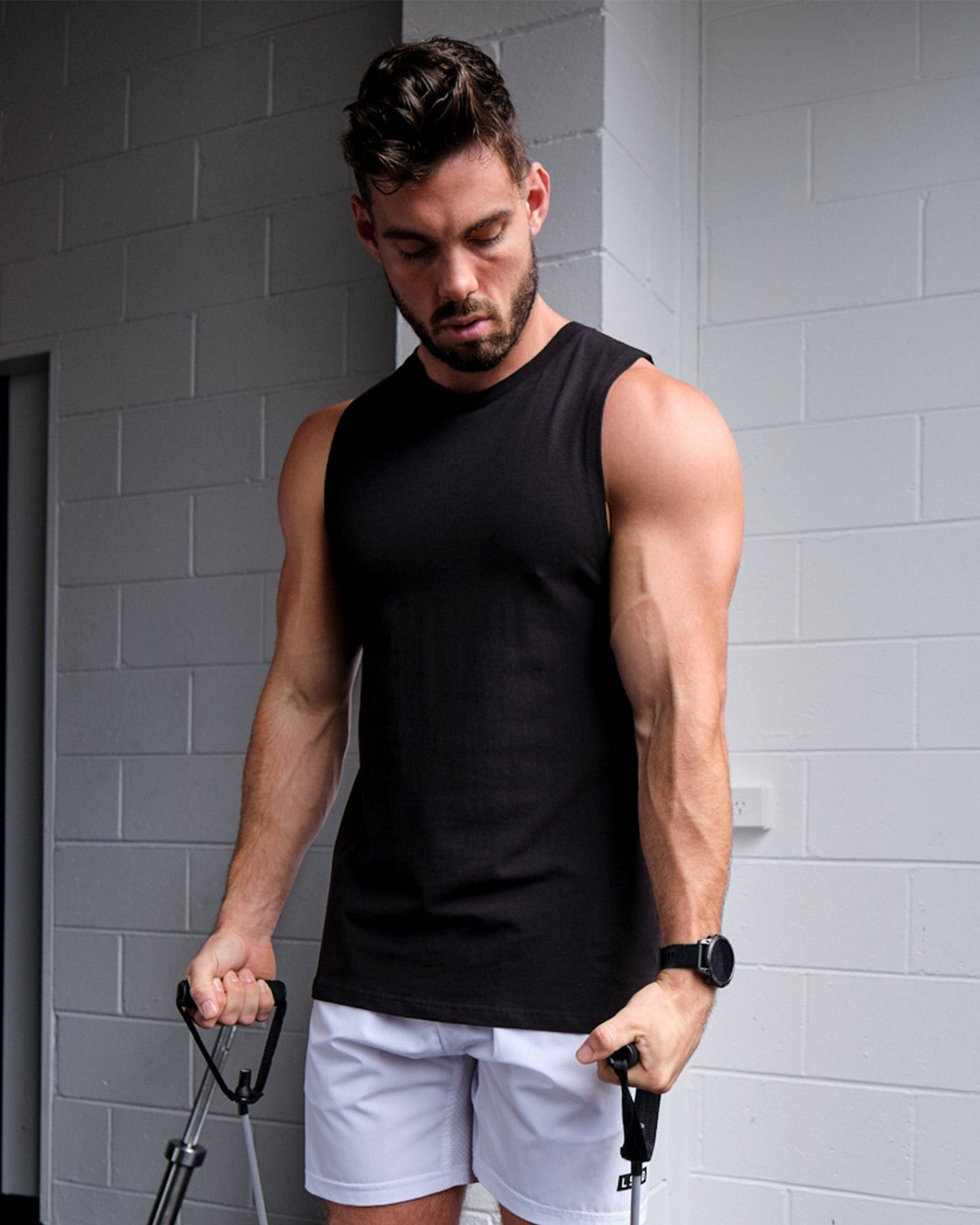 Model wearing Rival FLXCotton Training Fit Tank - Black