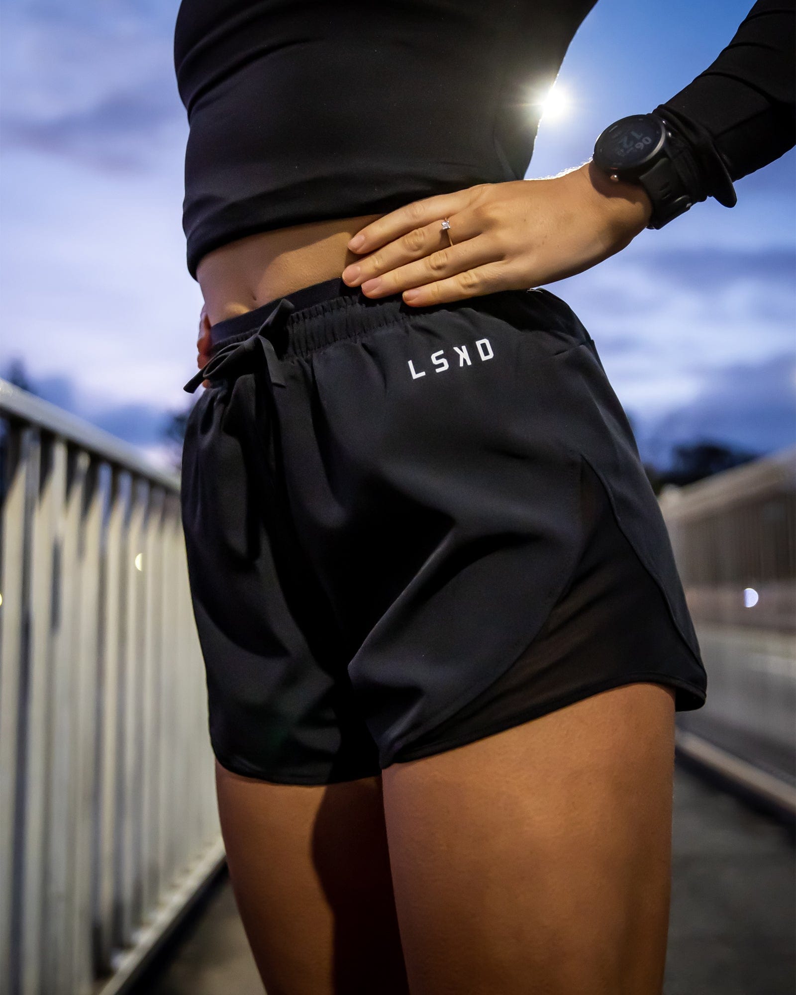 Model wearing Dynamic Run Short - Black
