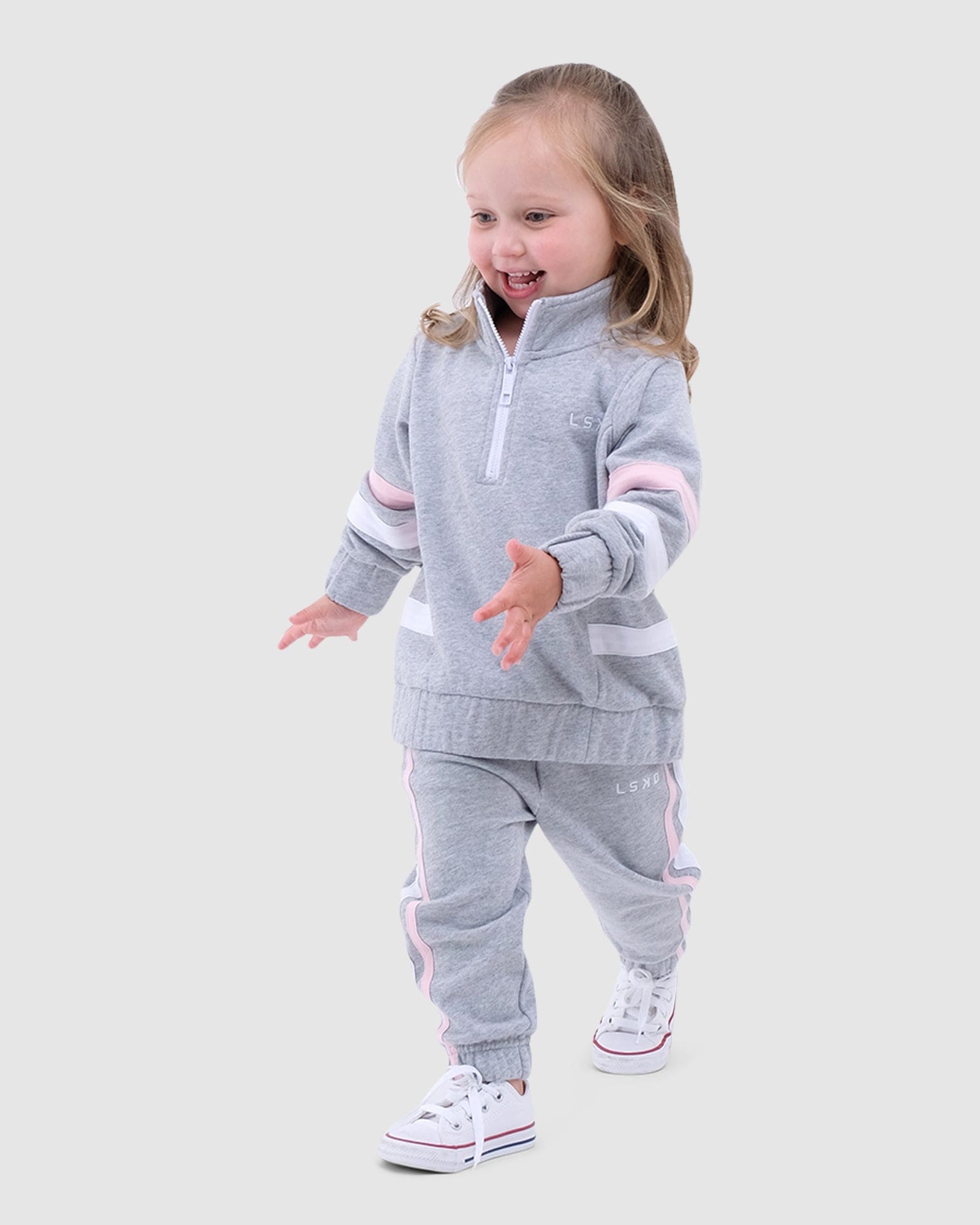 Model wearing Willow Sweater (00-6) - Lt Grey Marl