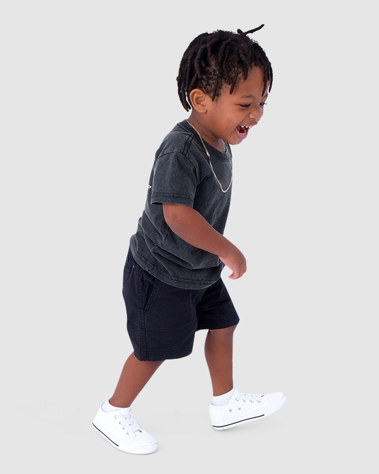 Model wearing Instruction Tee (00-6) - Pilled Pigment Black