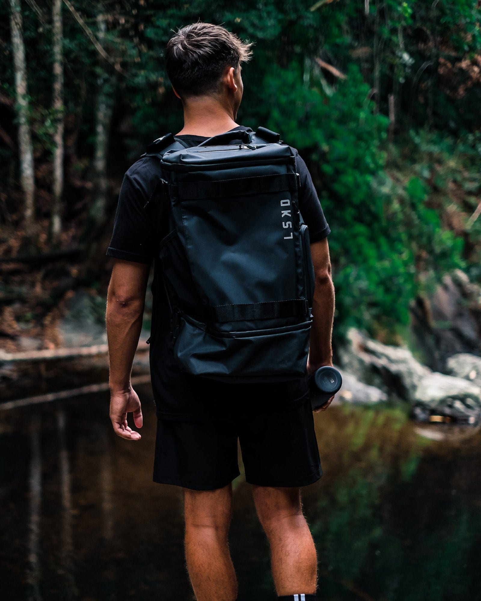 Model wearing Expedition Backpack - Black
