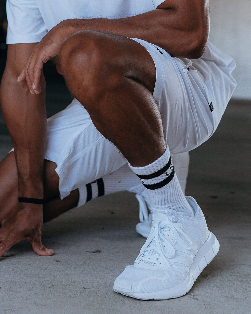 Model wearing A-Line Sock - White-Black