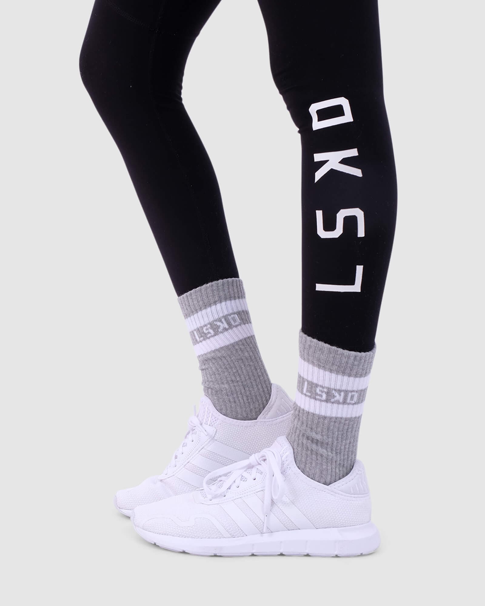 Model wearing A-Line Sock - Lt Grey Marl