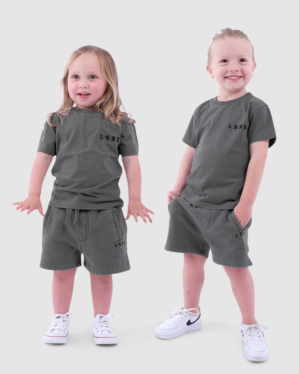 Model wearing Essential Track Short (00-8) - Pilled Pigment Shade