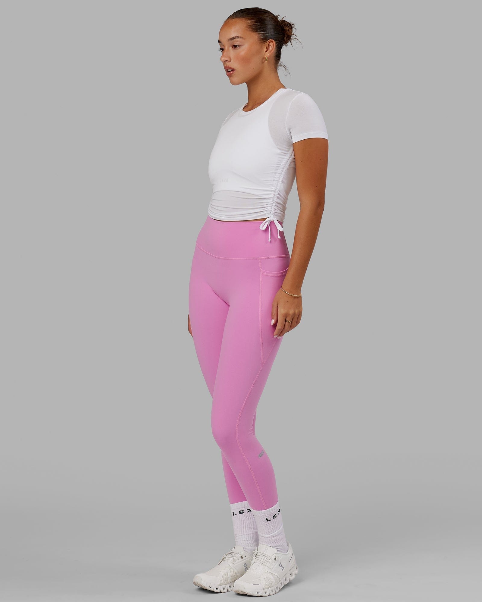 Model wearing Kick On Cropped Tee - White