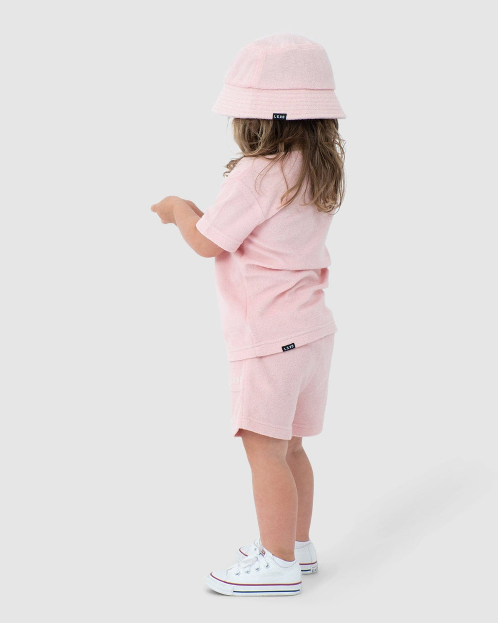 Model wearing Field Tee (00-8) - Pink