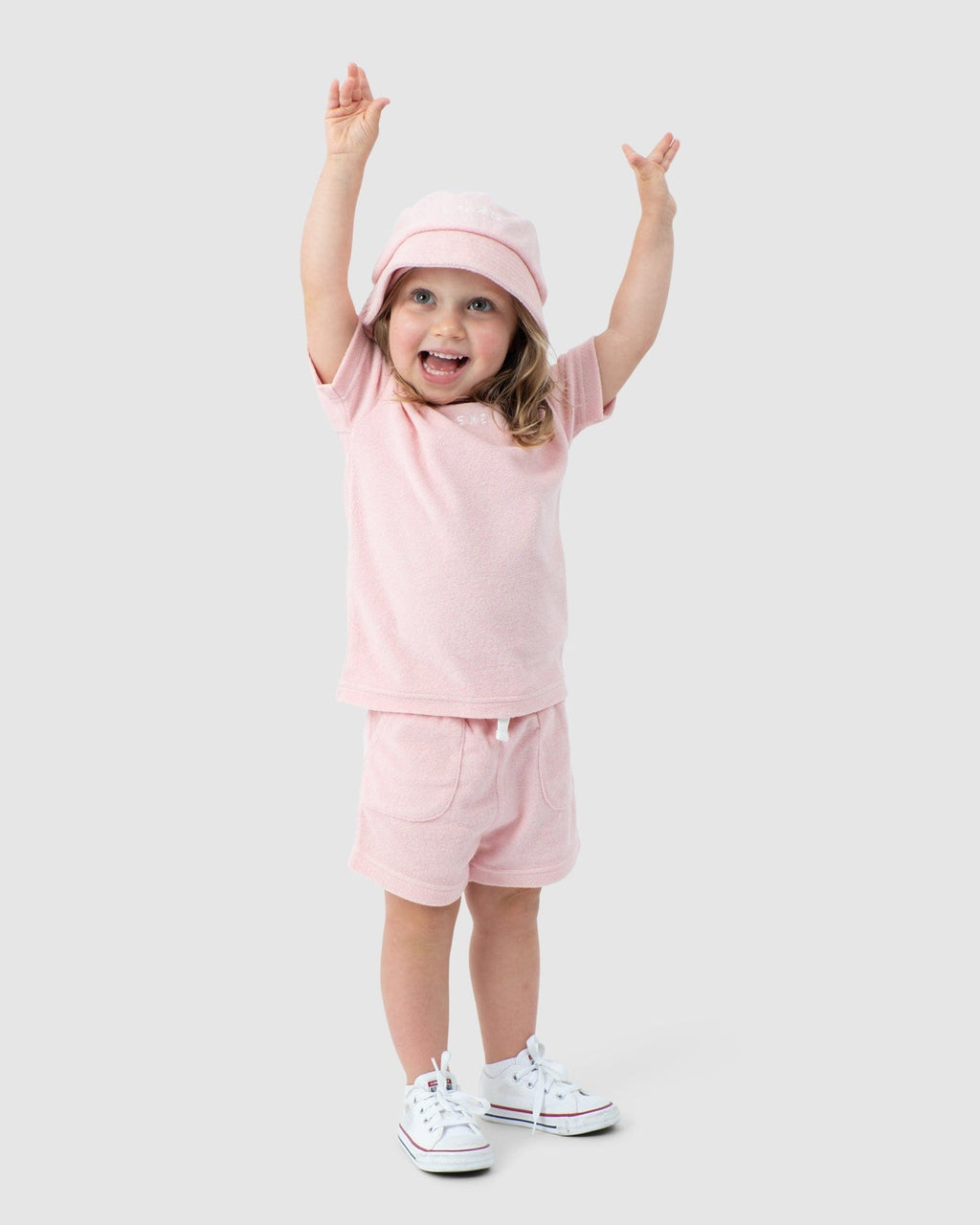 Model wearing Field Shorts (00-8) - Pink