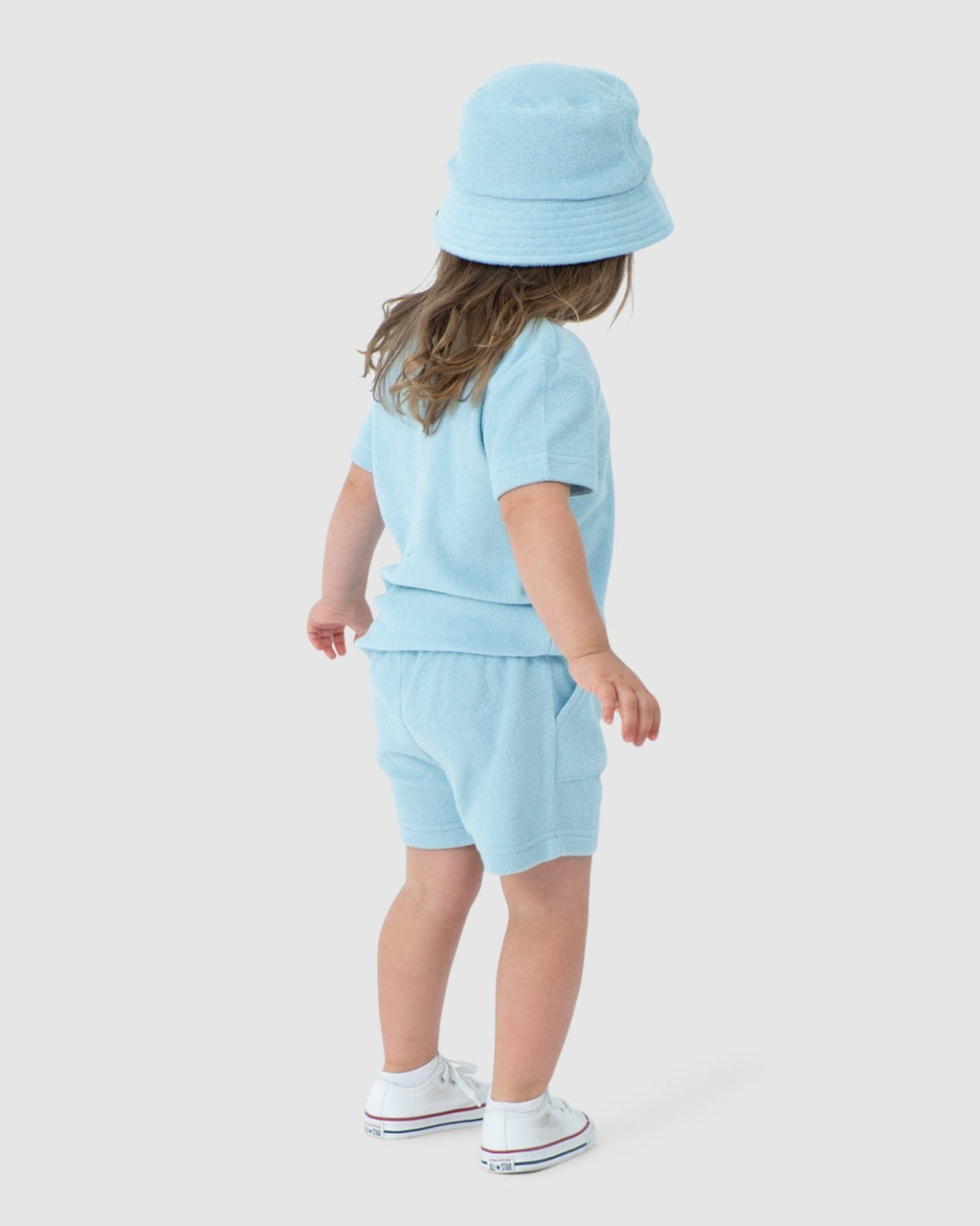 Model wearing Field Shorts (00-8) - Blue