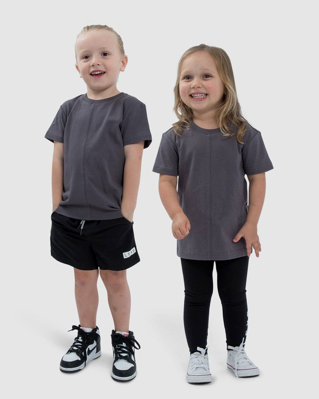 Model wearing Heavy Hitter Heavyweight Tee (00-8) - Iron