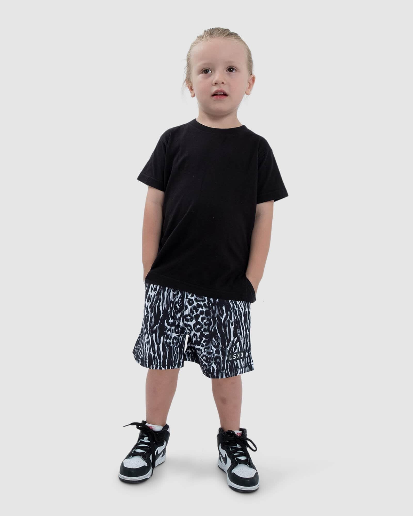 Model wearing Hunter Short (00-8) - Night Leopard