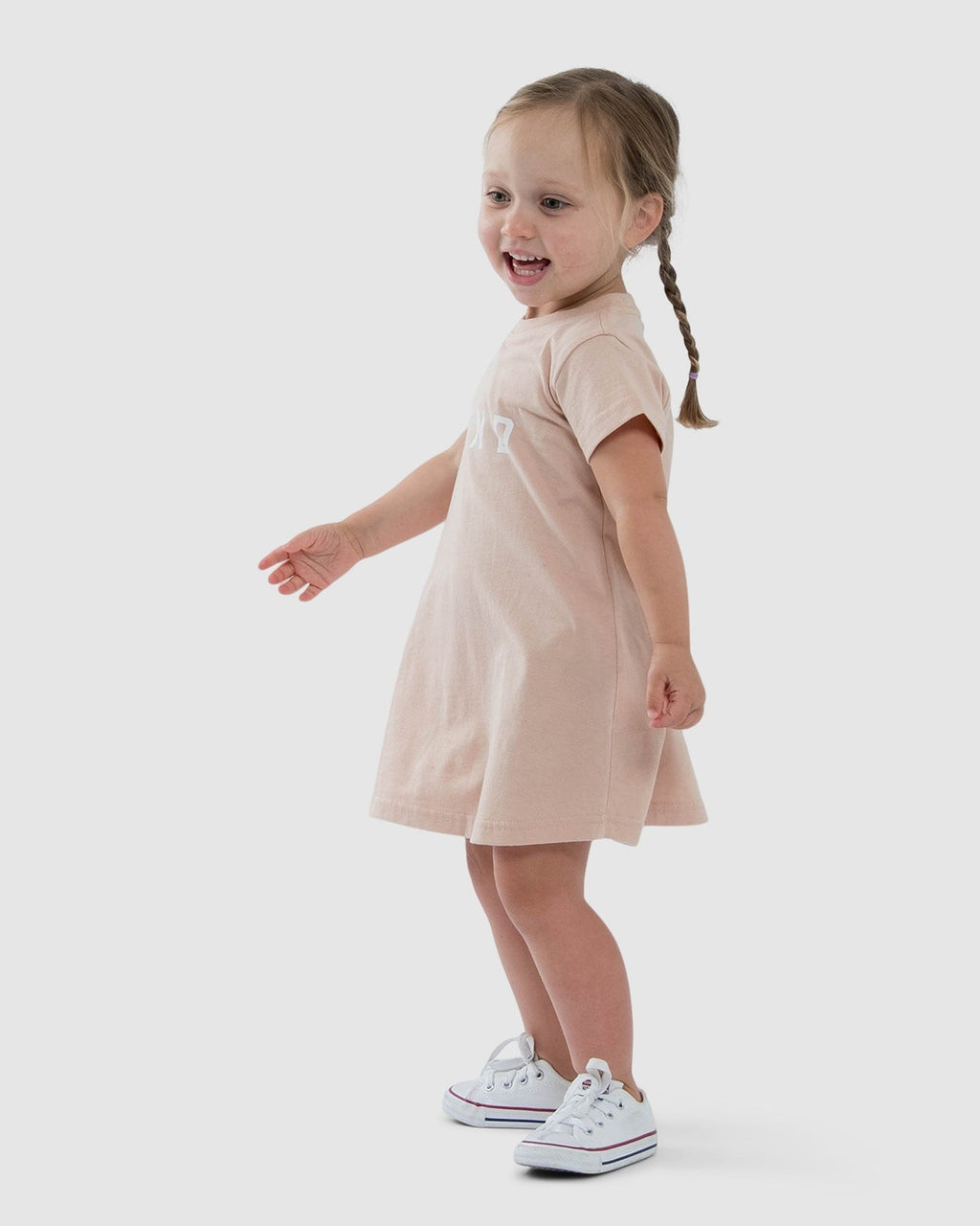 Model wearing Structure Tee Dress (00-6) - Blush