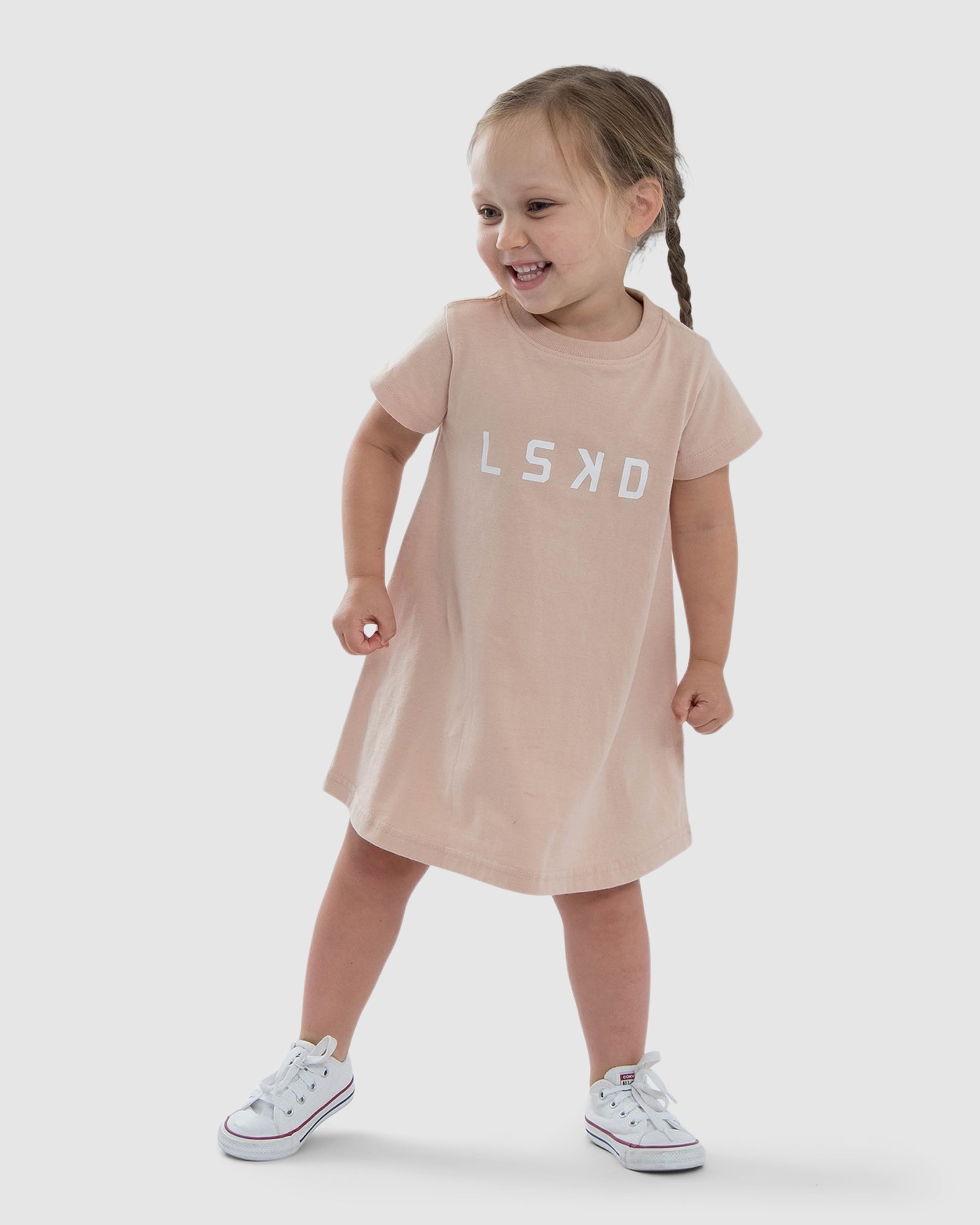 Model wearing Structure Tee Dress (00-6) - Blush