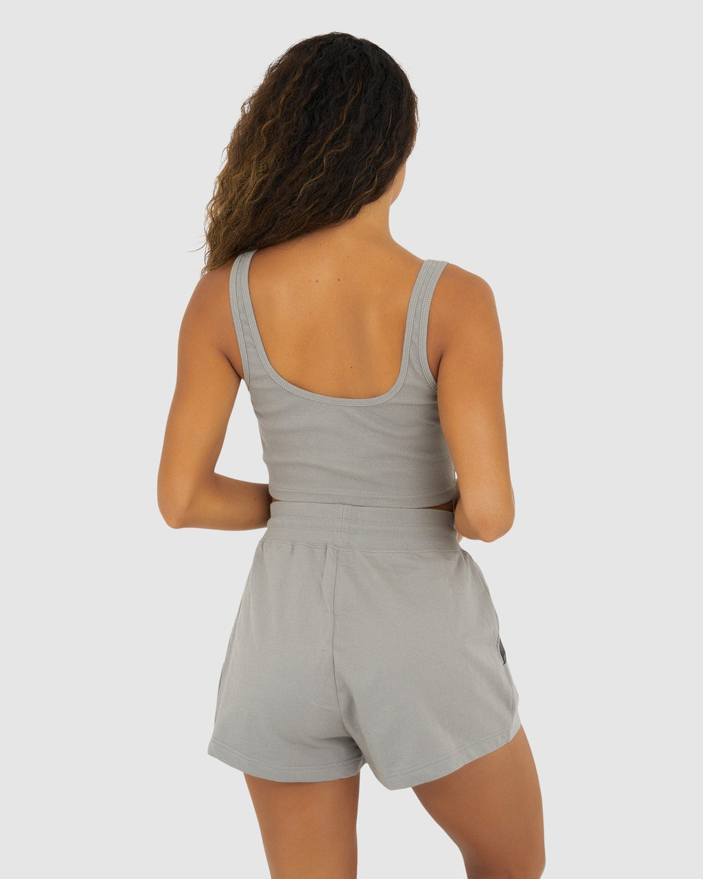 Model wearing Field Ribbed Tank - Frost Grey