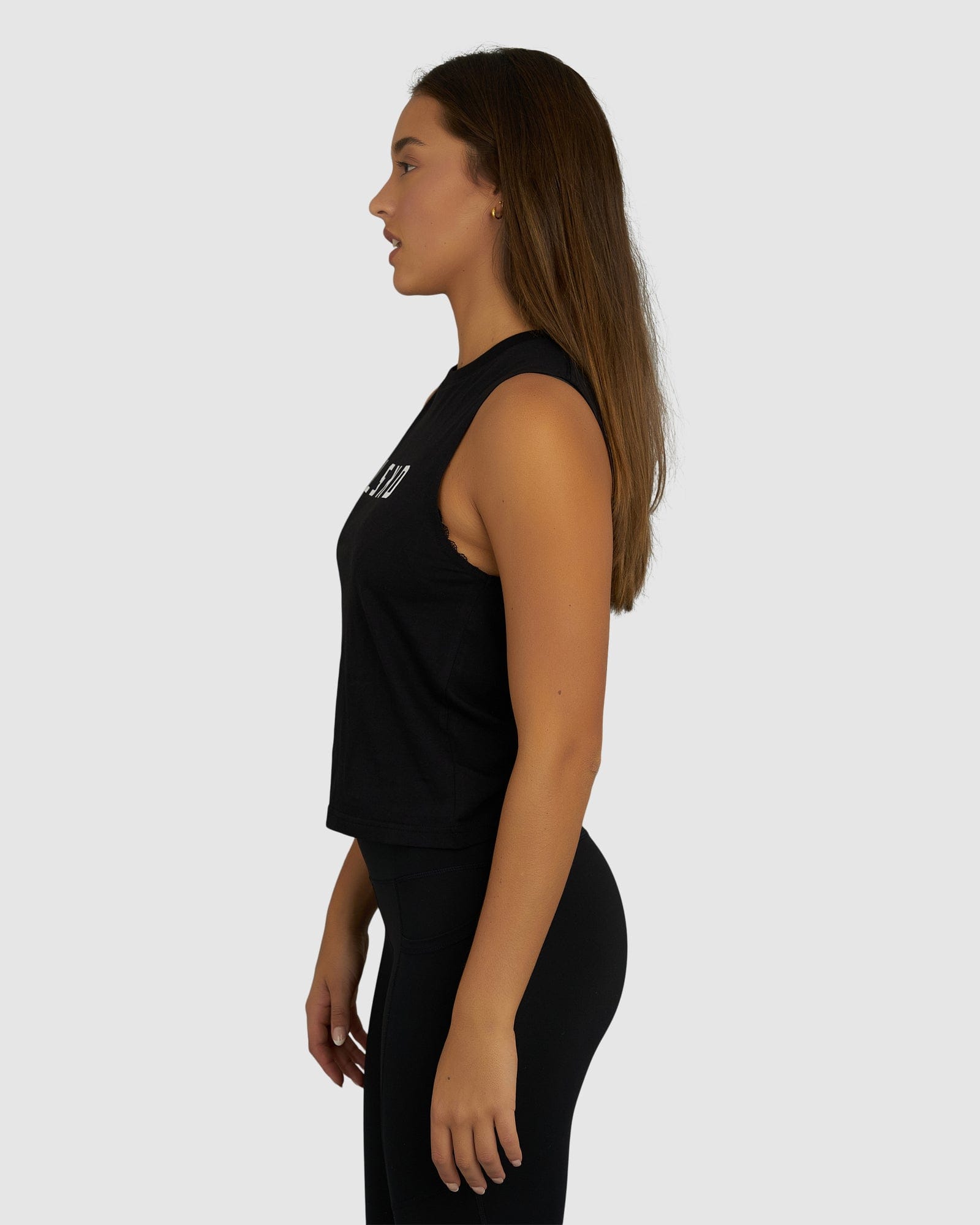 Model wearing Structure Tank - Black-White