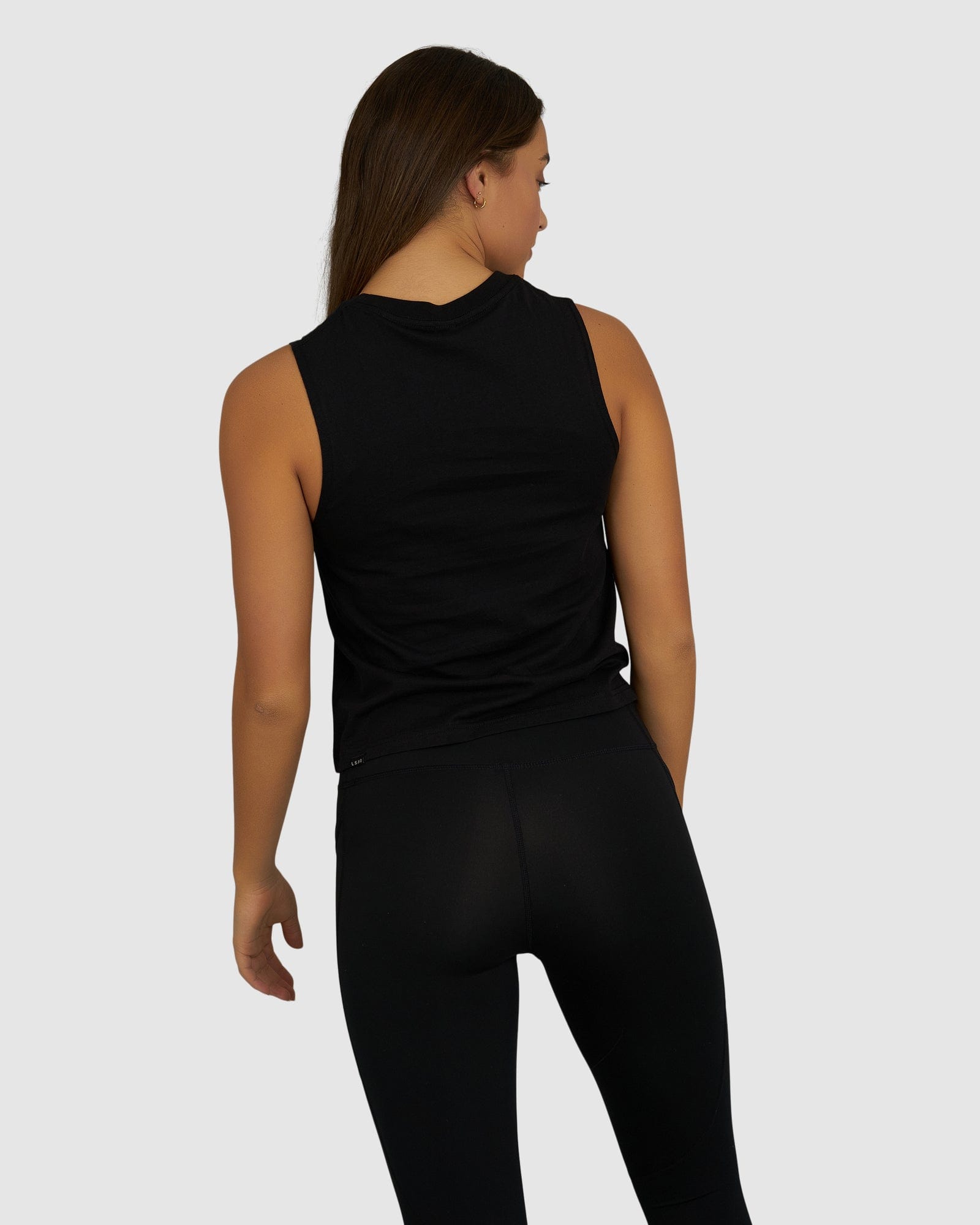 Model wearing Structure Tank - Black-White