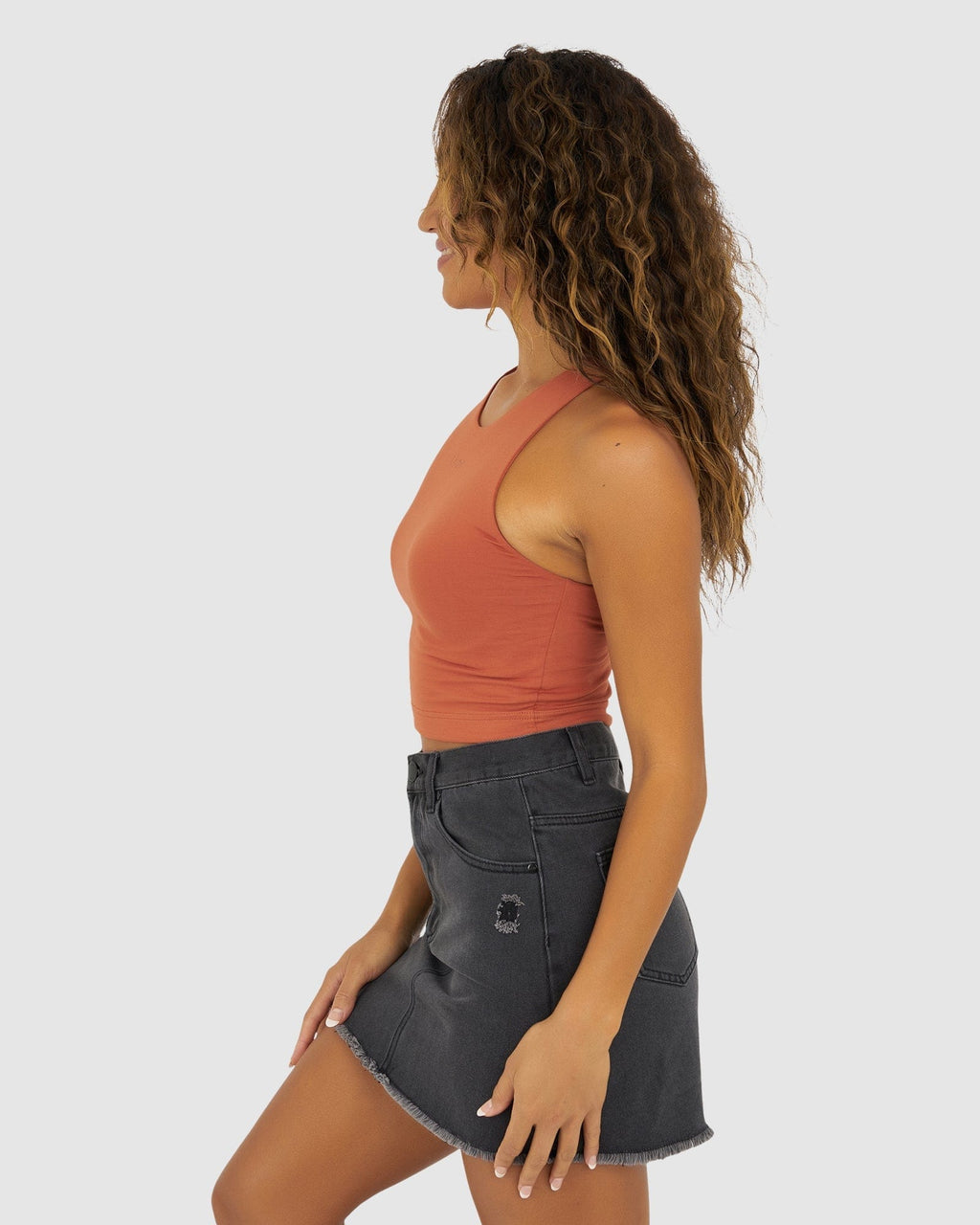 Model wearing Warm-Up Tank - Auburn