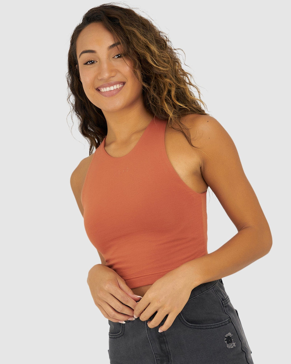 Model wearing Warm-Up Tank - Auburn