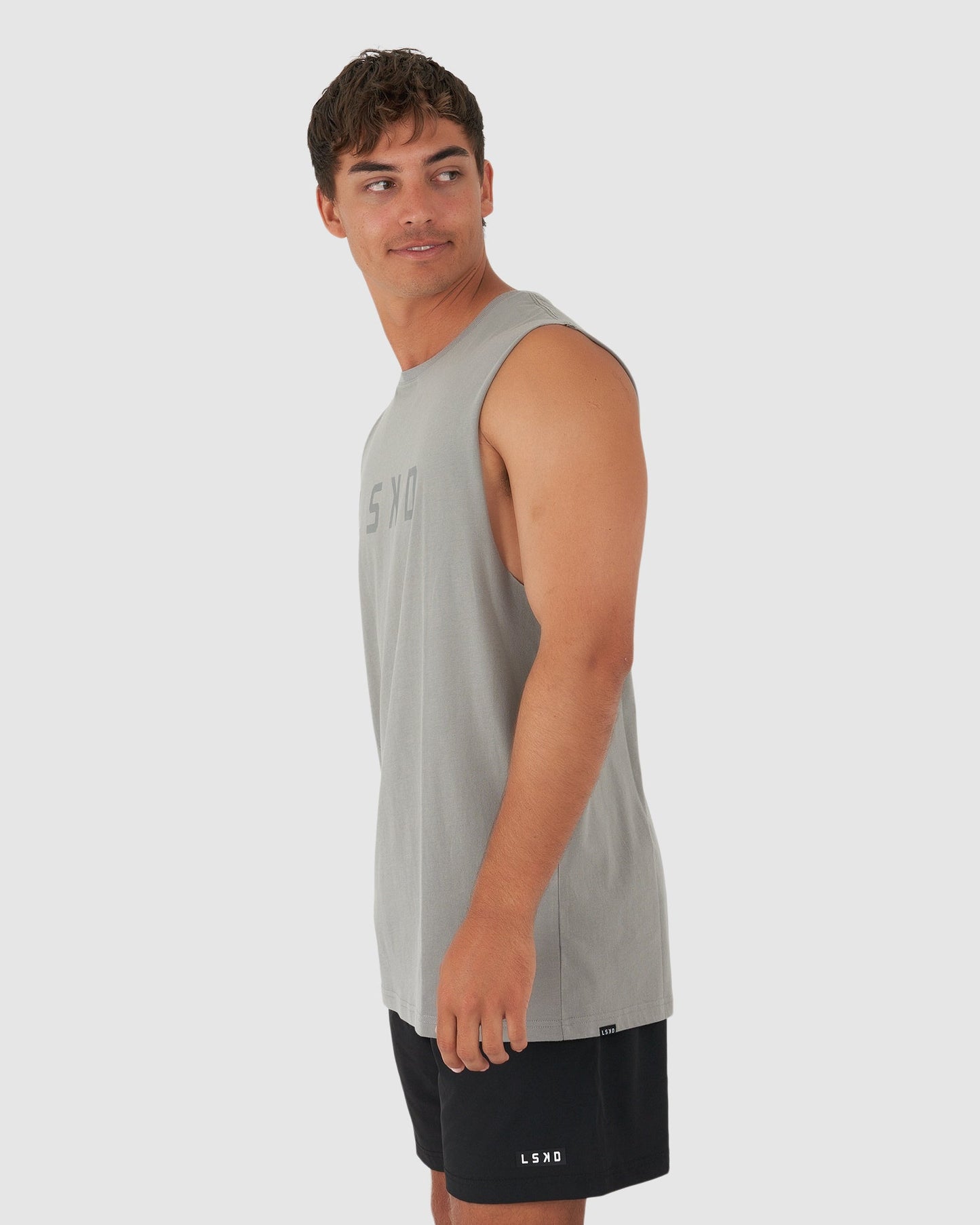 Model wearing Structure Tank - Frost Grey
