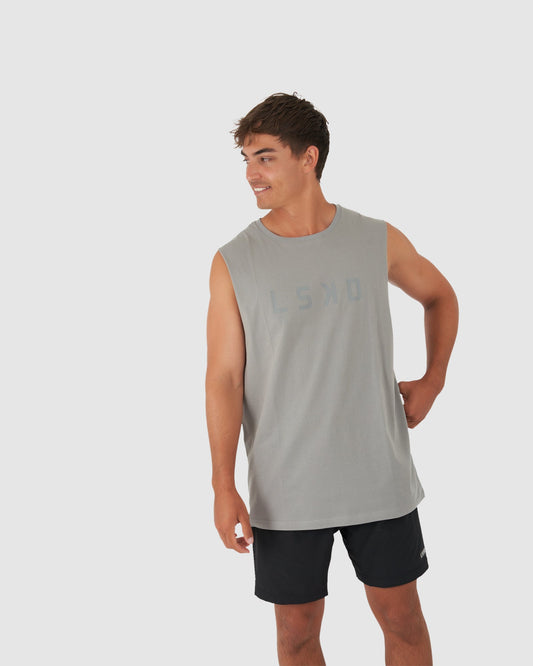 Model wearing Structure Tank - Frost Grey