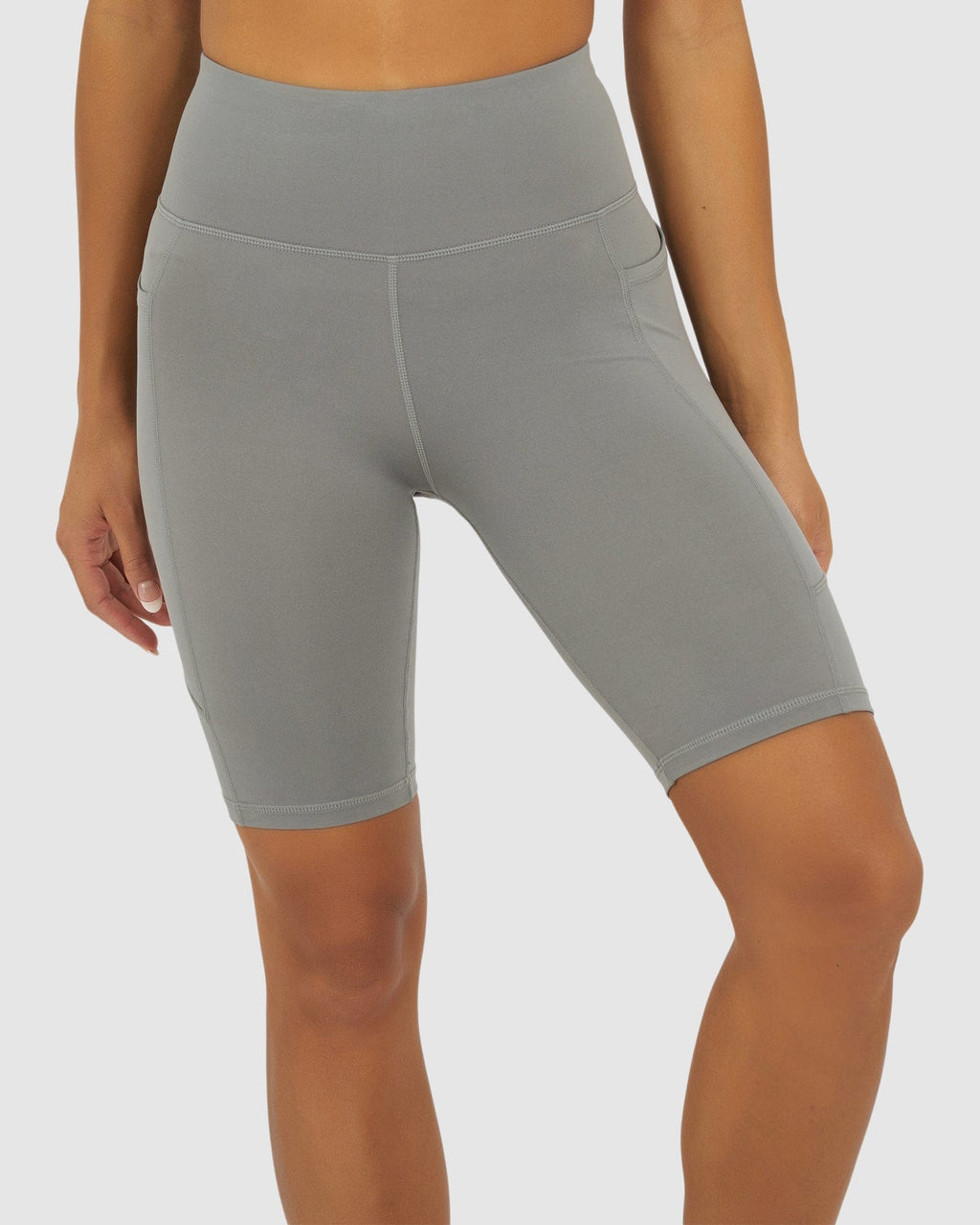 Model wearing Rep Short Tight Small Logo - Frost Grey