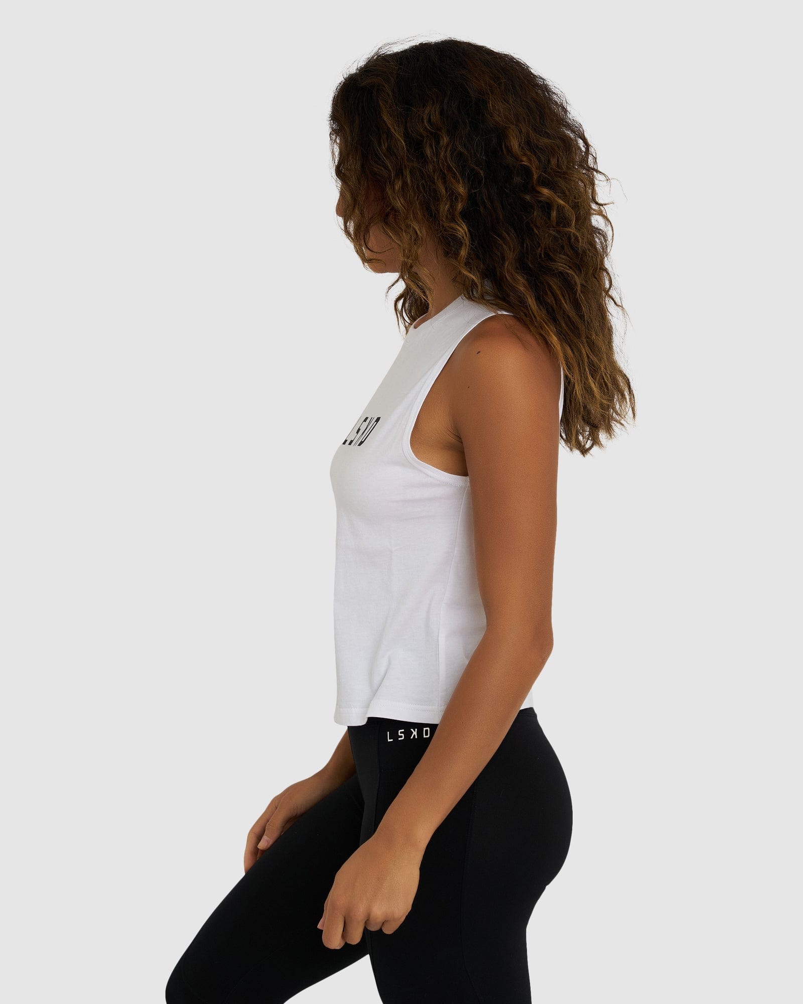 Model wearing Structure Tank - White-Black
