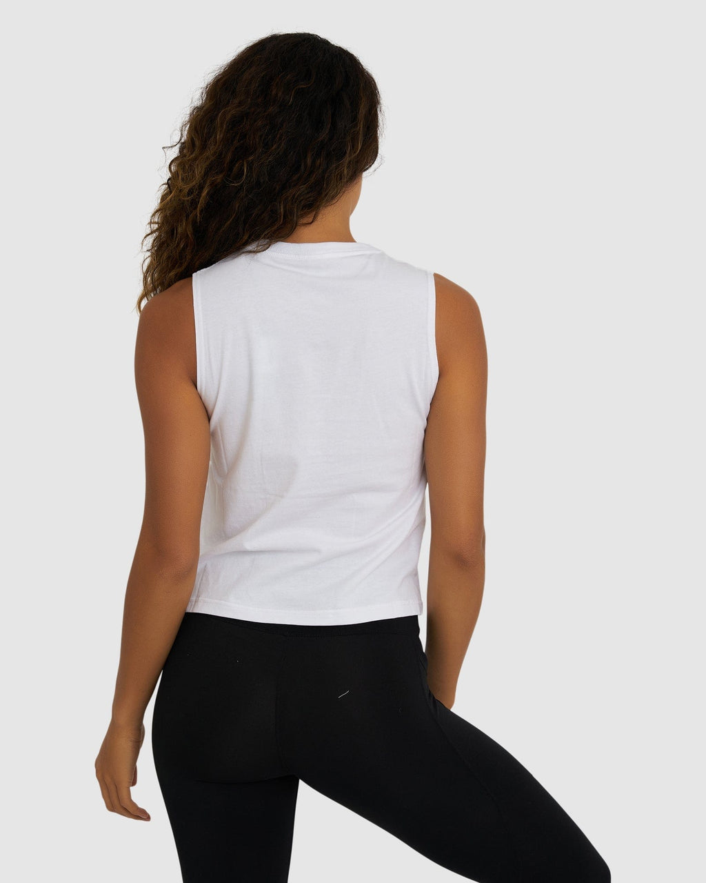 Model wearing Structure Tank - White-Black